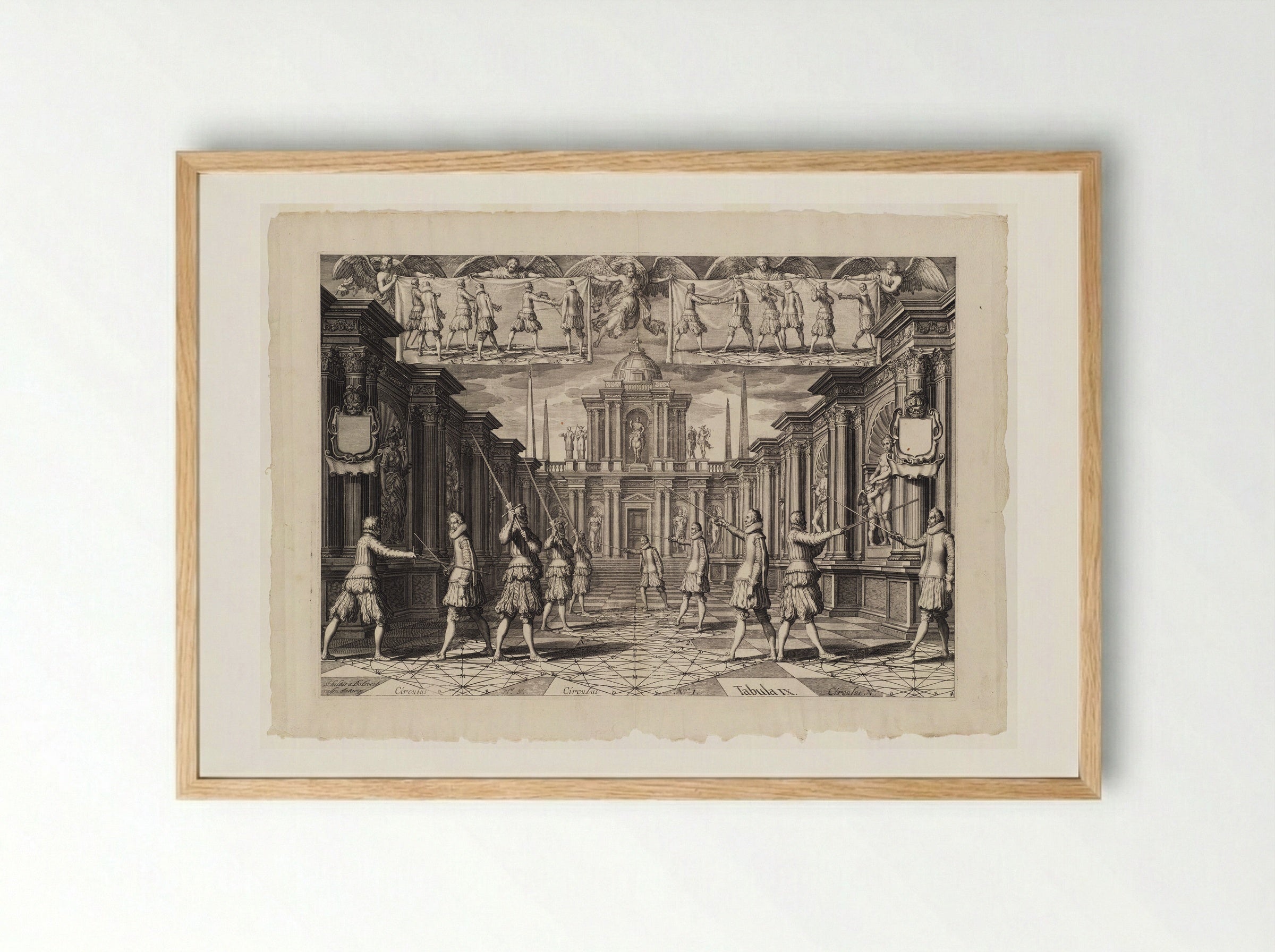 Five Fencing Duos in a Courtyard - Schelte Adamsz. Bolswert - Framed Print Wood
