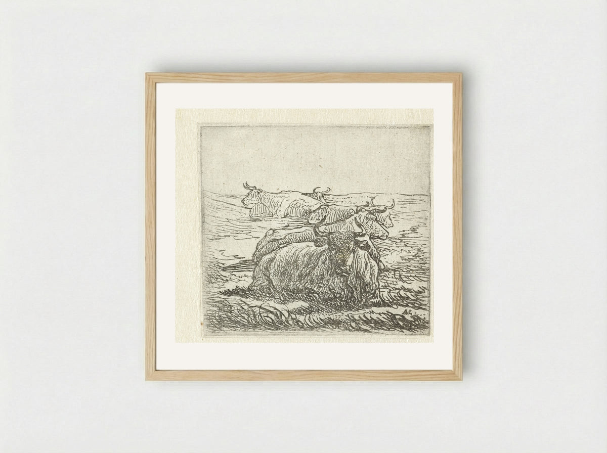 Five Resting Cows - Aelbert Cuyp - Framed Print Wood