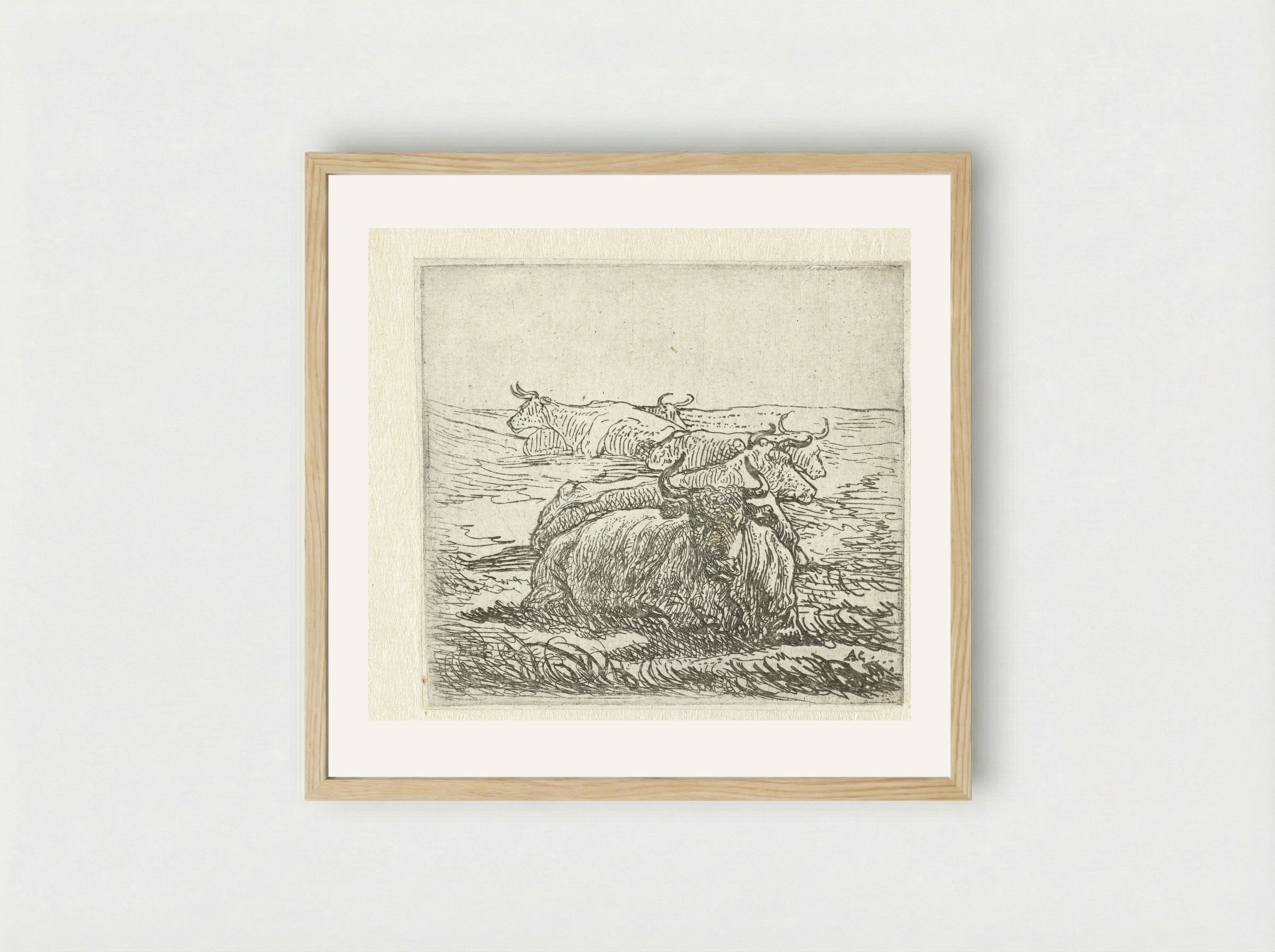 Five Resting Cows - Aelbert Cuyp - Framed Print Wood