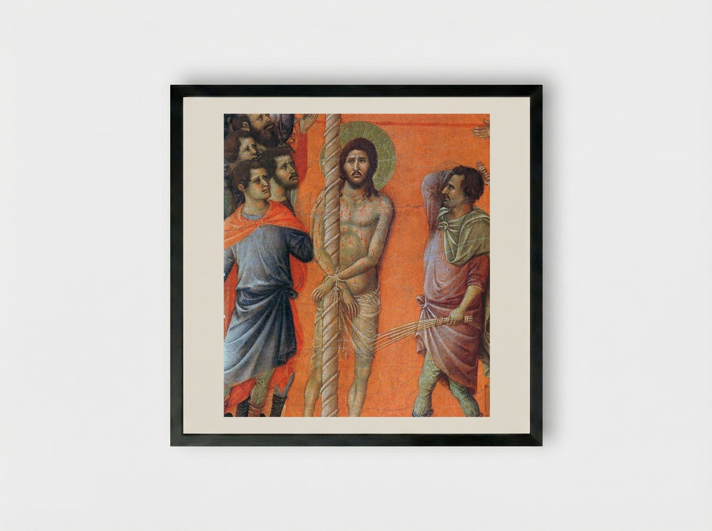 Flagellation of Christ (Fragment) - Duccio di Buoninsegna - Framed Print Black