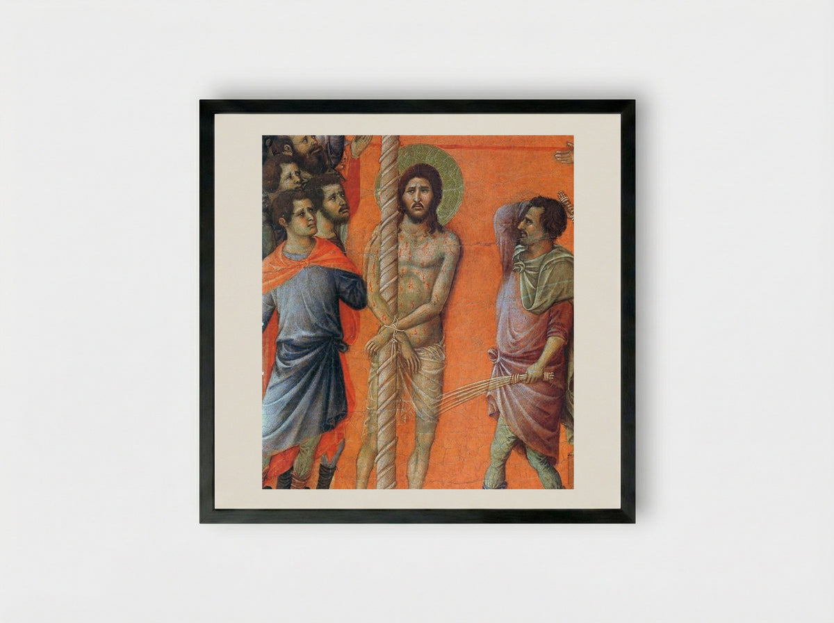 Flagellation of Christ (Fragment) - Duccio di Buoninsegna - Framed Print Black