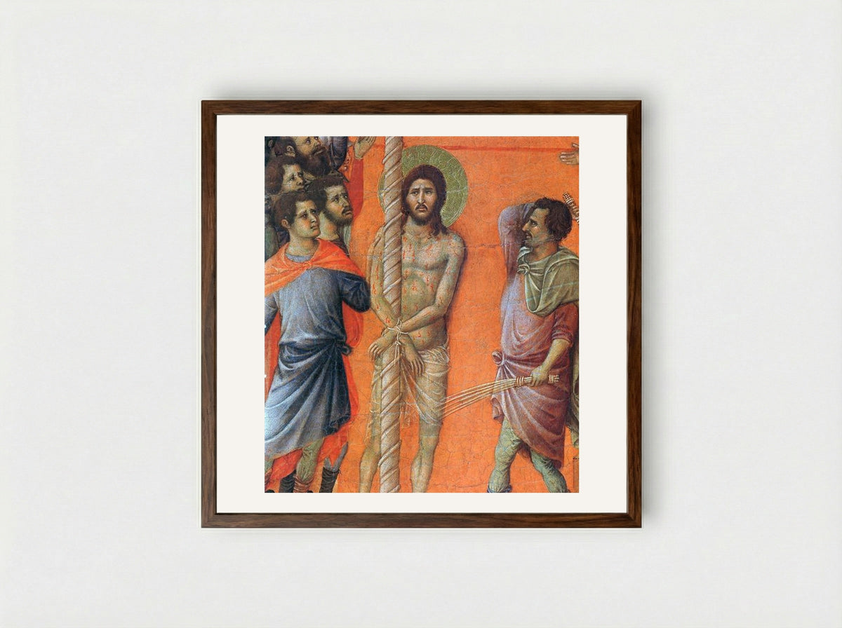 Flagellation of Christ (Fragment) - Duccio di Buoninsegna - Framed Print Dark Wood