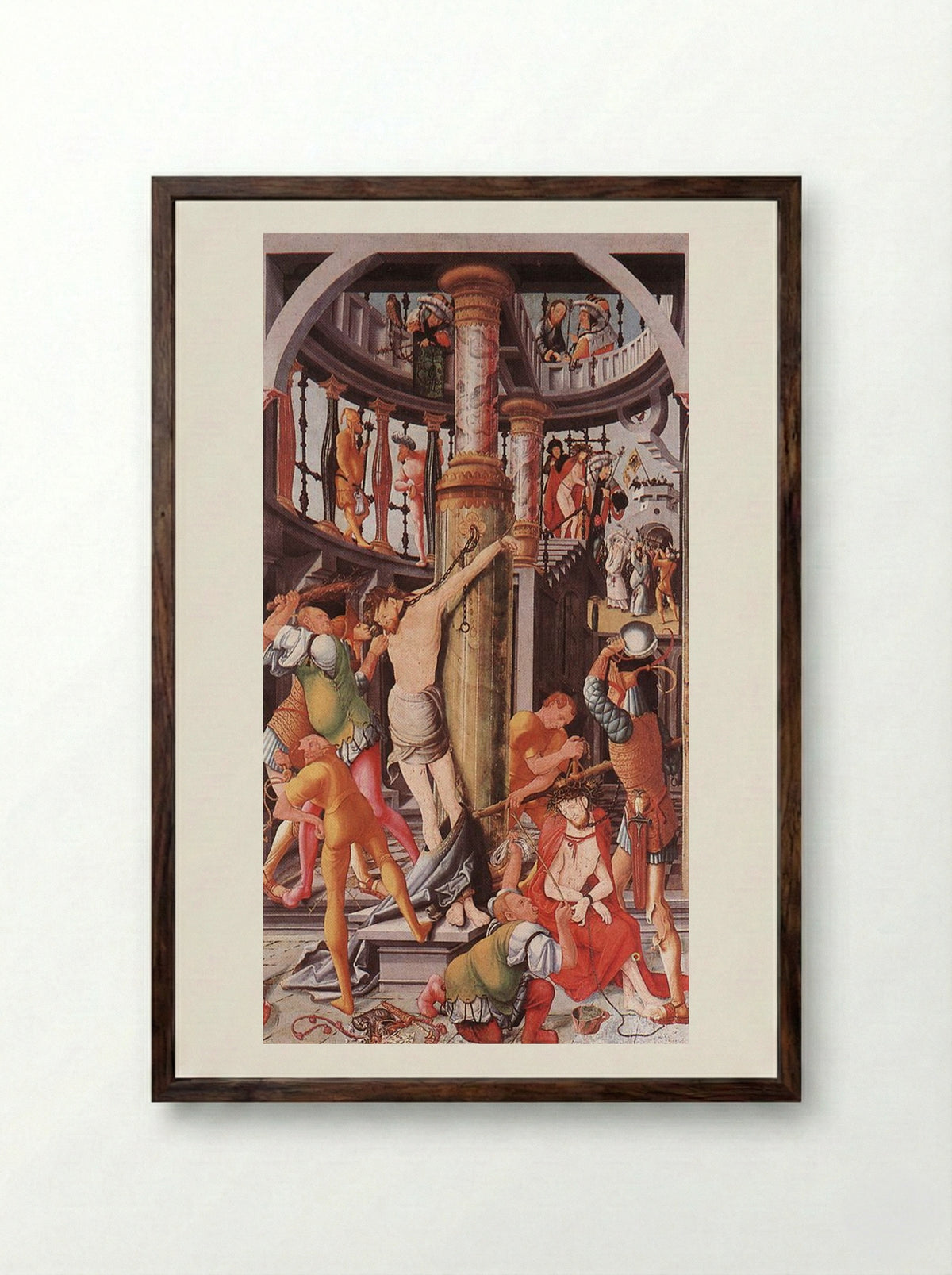 Flagellation of Christ - Jerg Ratgeb - Framed Print Dark Wood