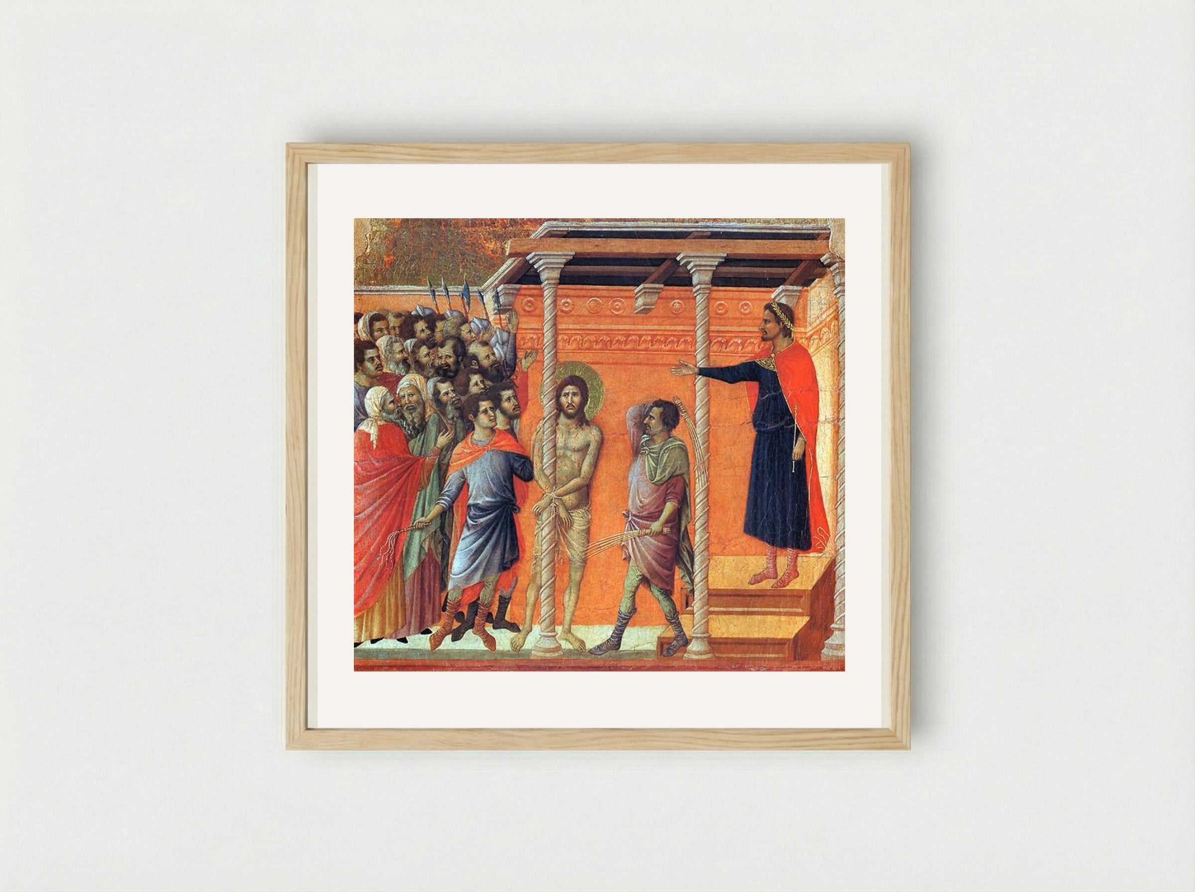 Flagellation of Christ - Duccio di Buoninsegna - Framed Print Wood