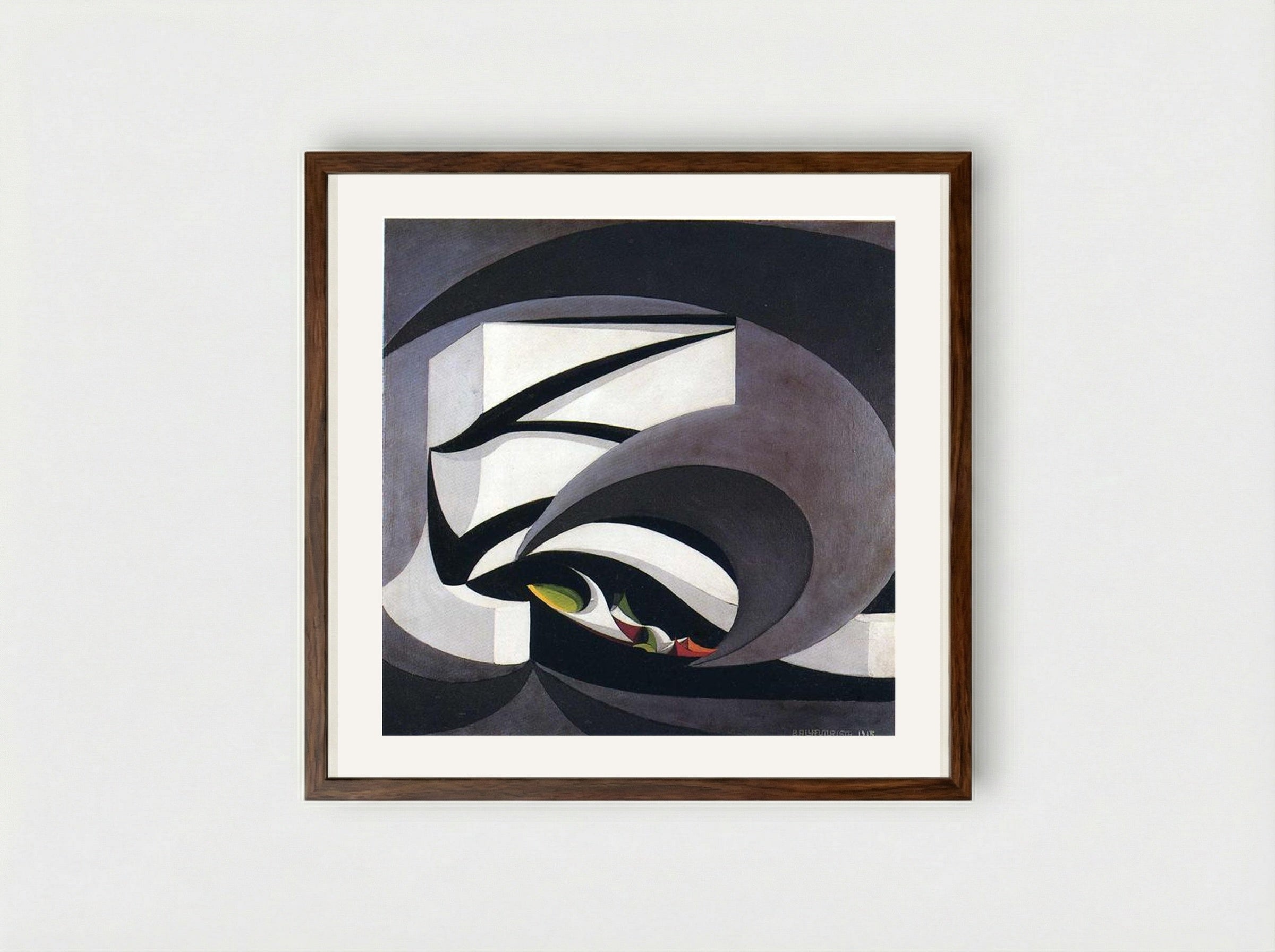 Flags at the Altar of the Motherland - Giacomo Balla - Framed Print Dark Wood