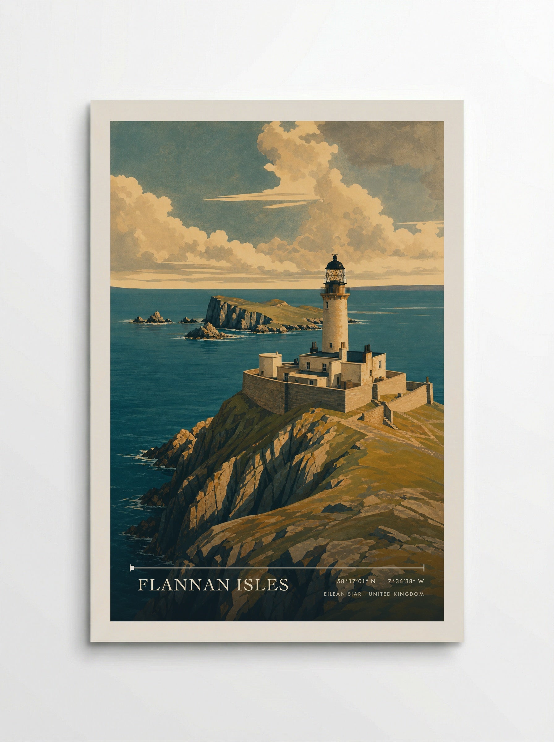 Flannan Isles Eilean Siar United Kingdom Travel Poster - Poster
