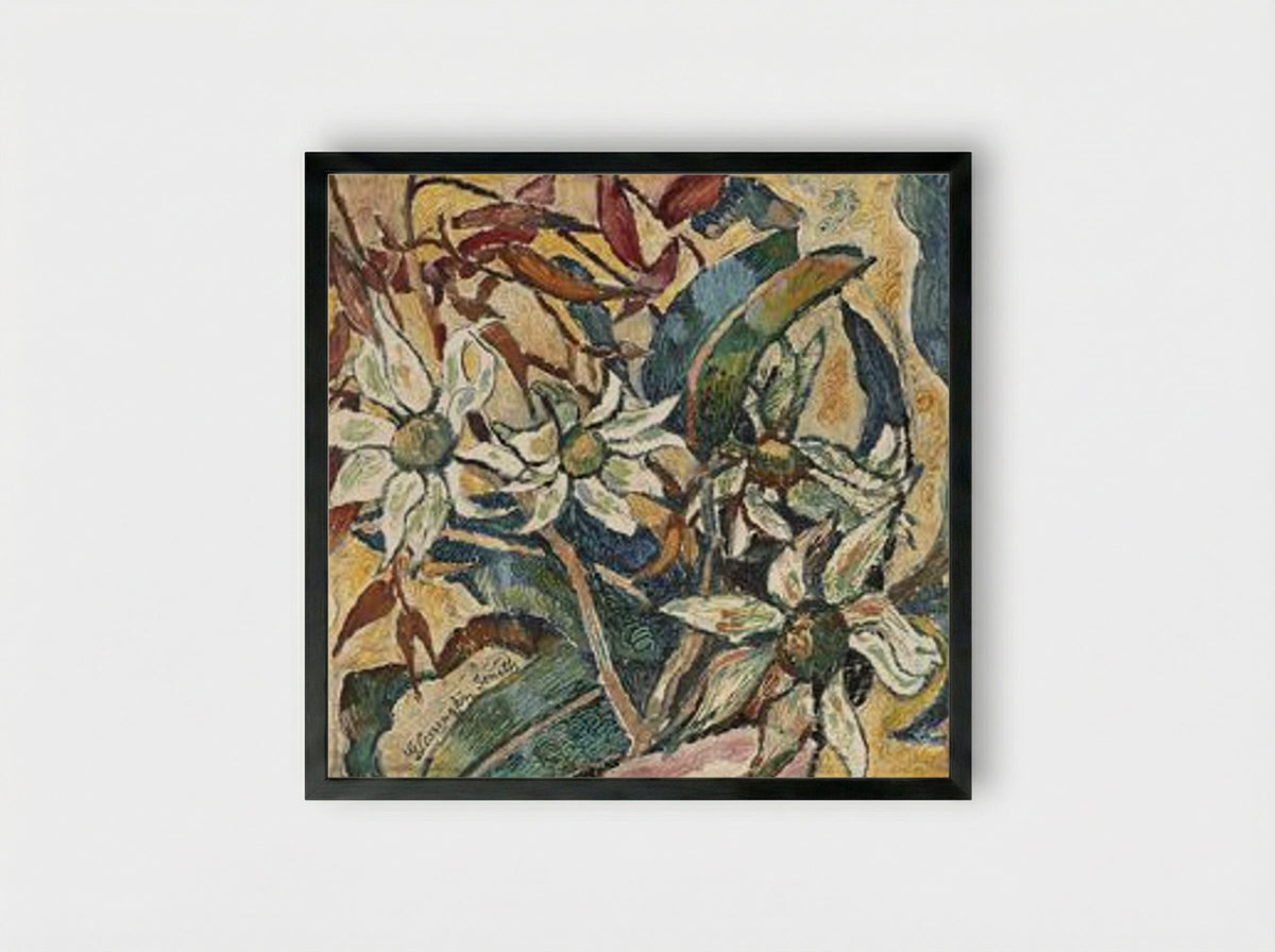 Flannel flowers and gum leaves - Grace Cossington Smith - Framed Print Black