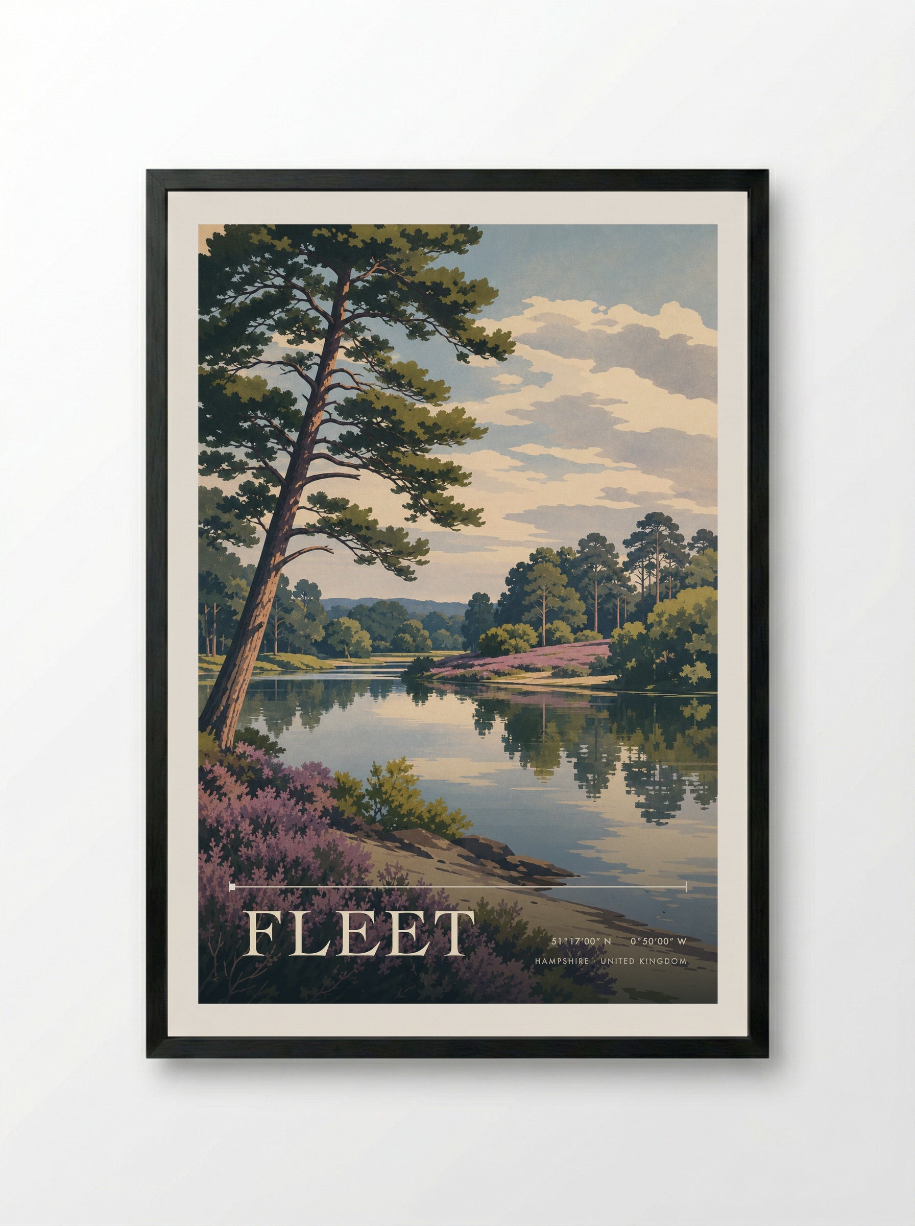 Fleet Hampshire United Kingdom Travel Poster - Framed Print Black