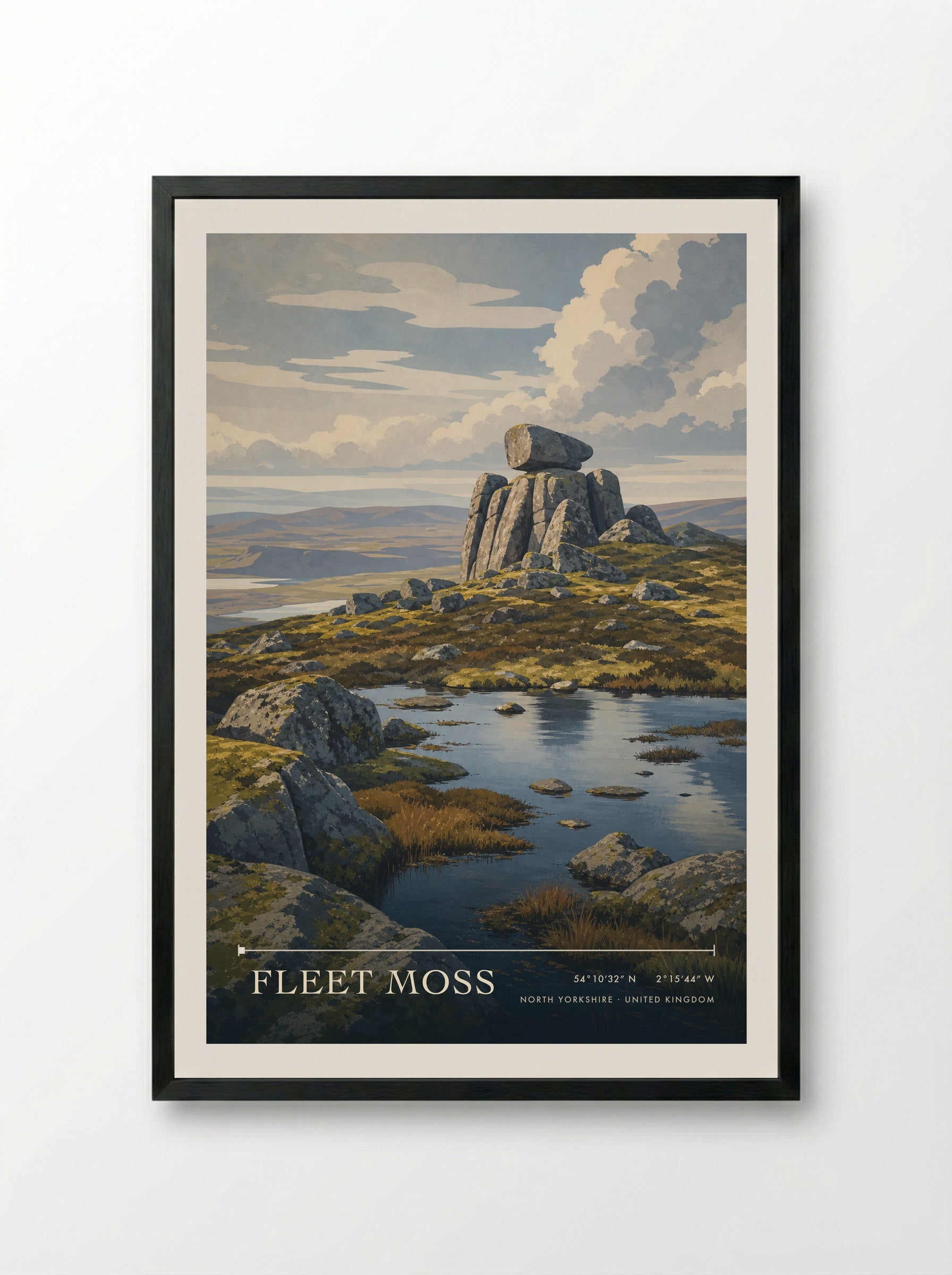 Fleet Moss North Yorkshire United Kingdom Travel Poster - Framed Print Black
