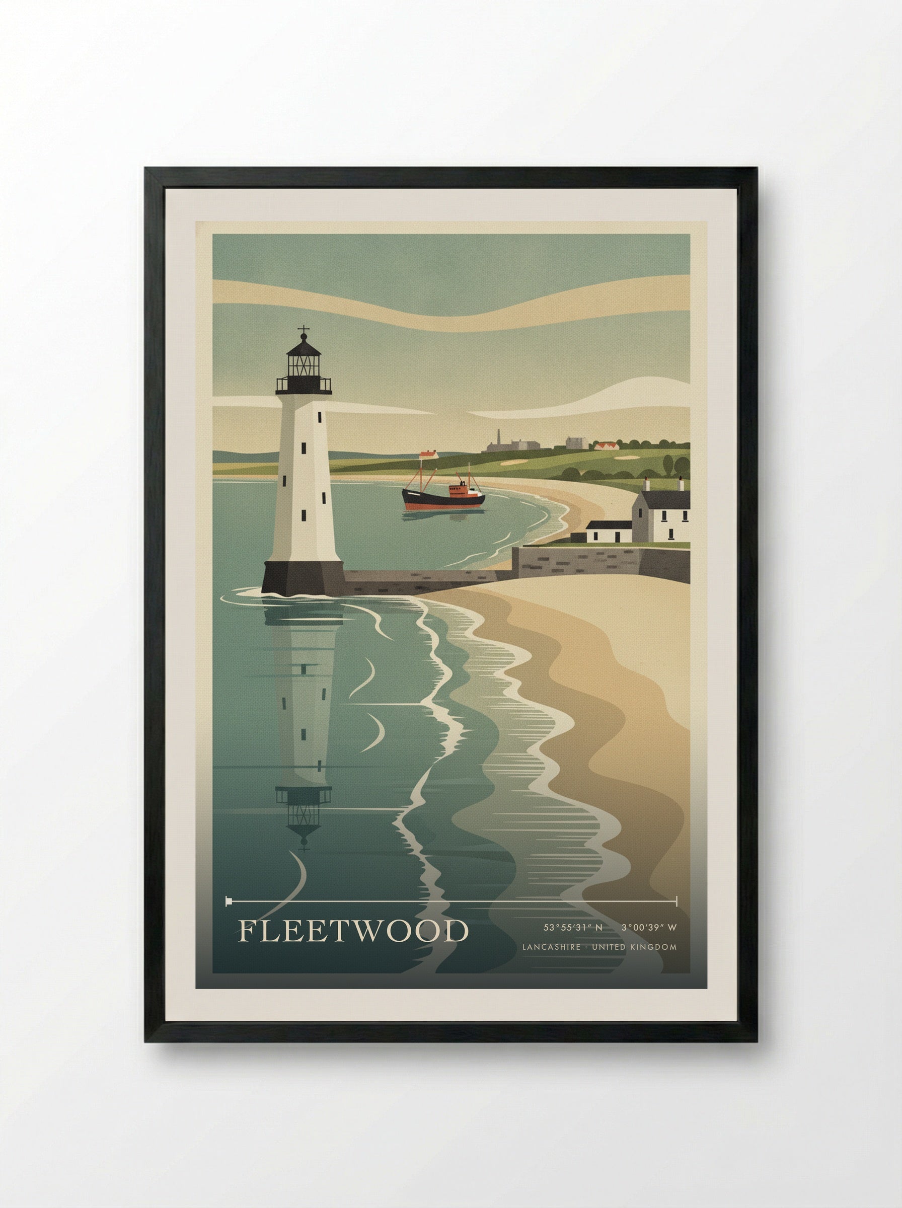 Fleetwood Lancashire United Kingdom Travel Poster - Framed Print Black