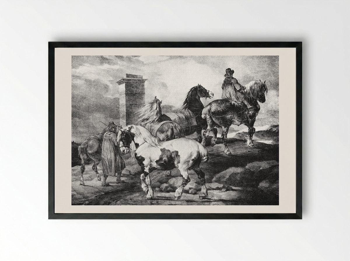 Flemish Horses - Théodore Géricault - Framed Print Black
