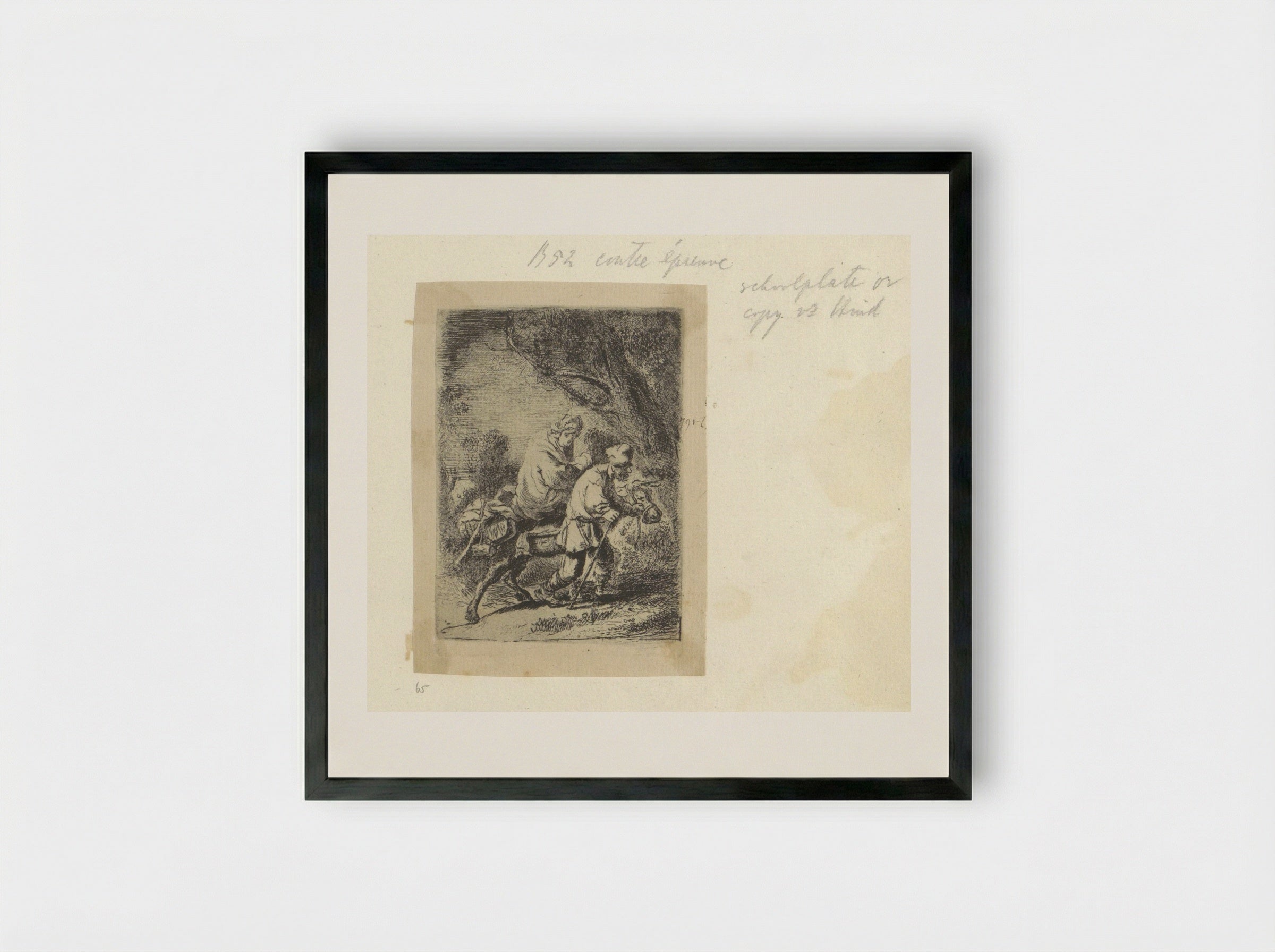 Flight into Egypt (After Rembrandt) - Henry Louis Basan - Framed Print Black