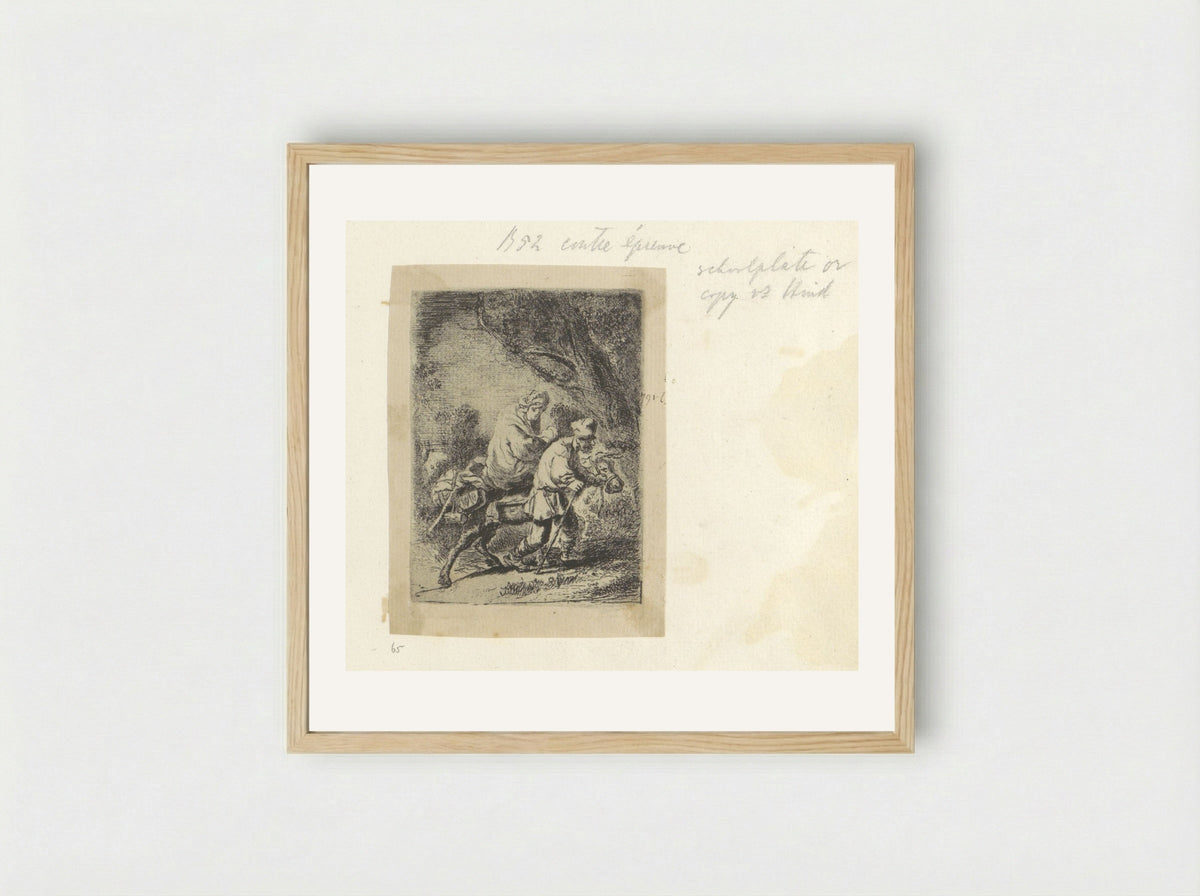 Flight into Egypt (After Rembrandt) - Henry Louis Basan - Framed Print Wood