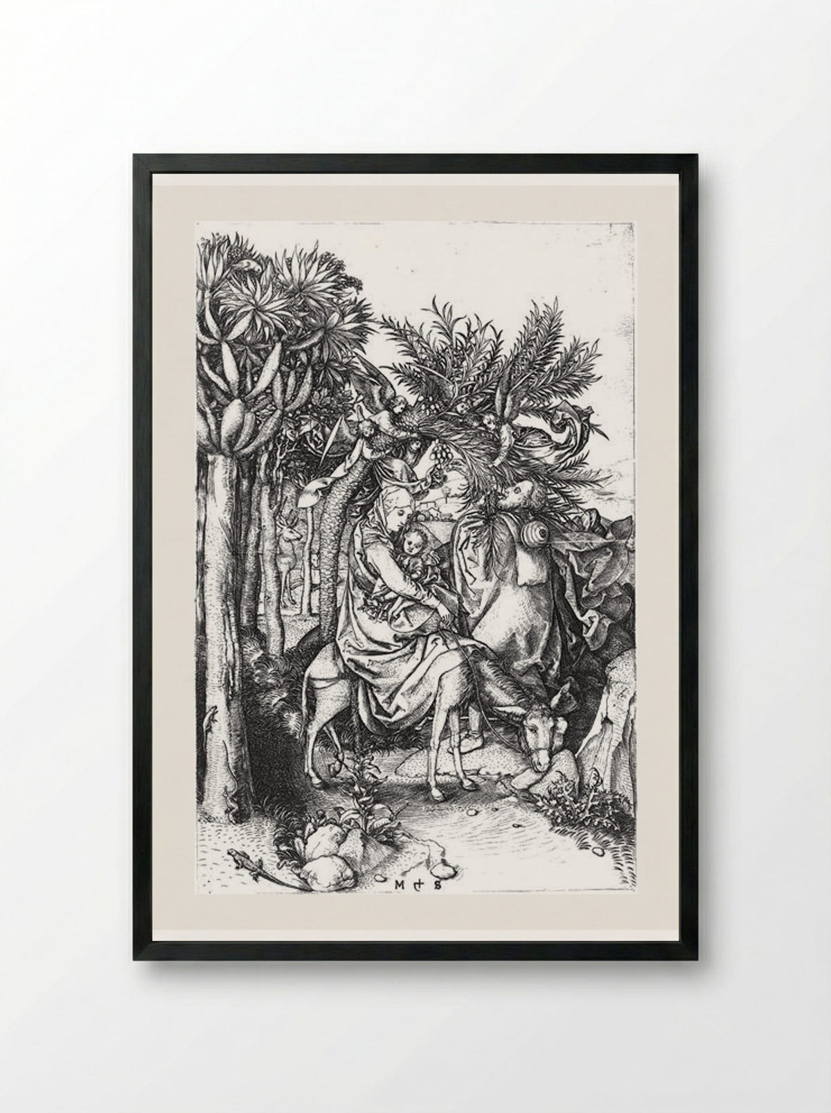 Flight into Egypt - Martin Schongauer - Framed Print Black