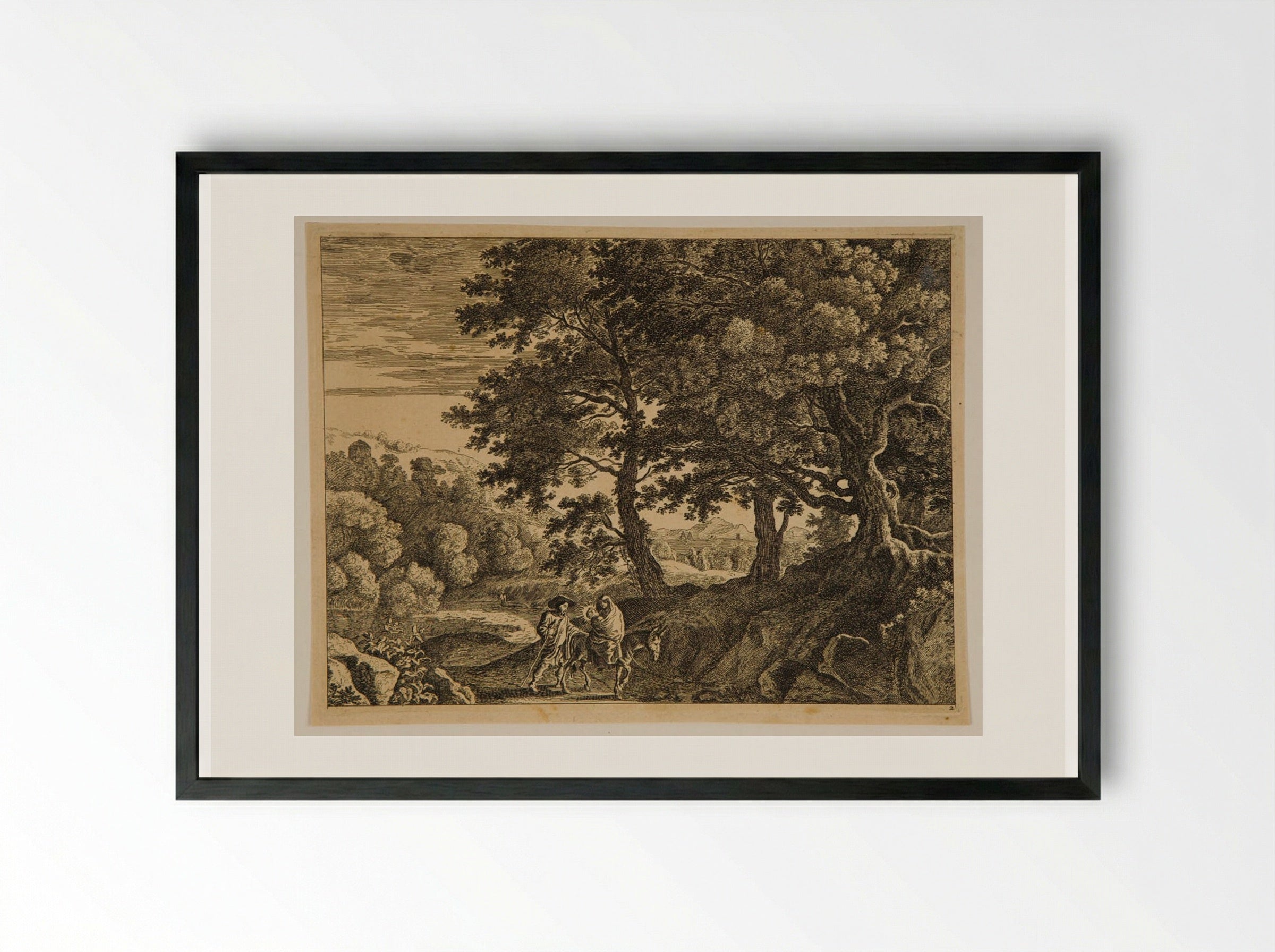 Flight into Egypt - Herman van Swanevelt - Framed Print Black
