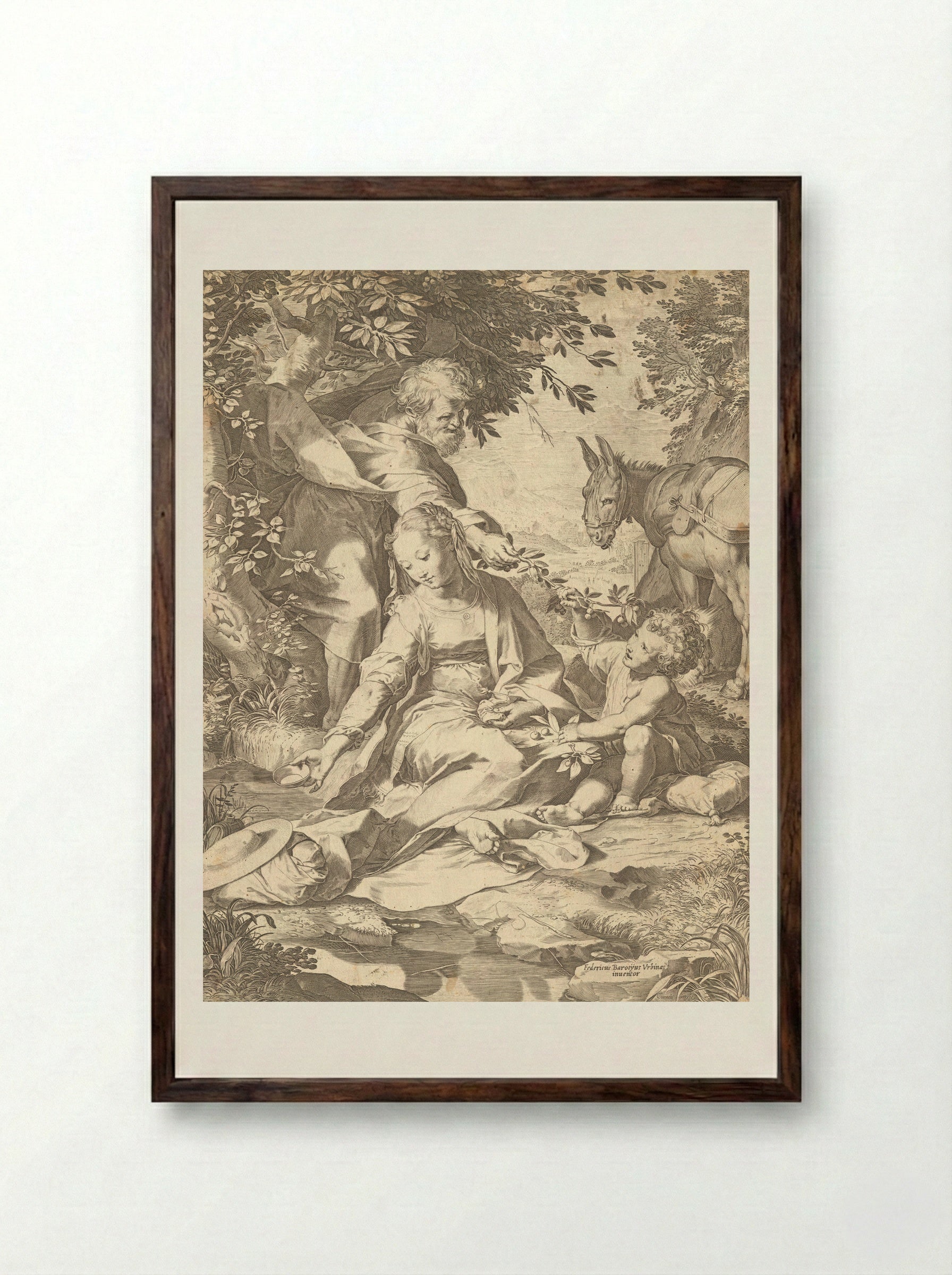 Flight into Egypt - Cornelis Cort - Framed Print Dark Wood