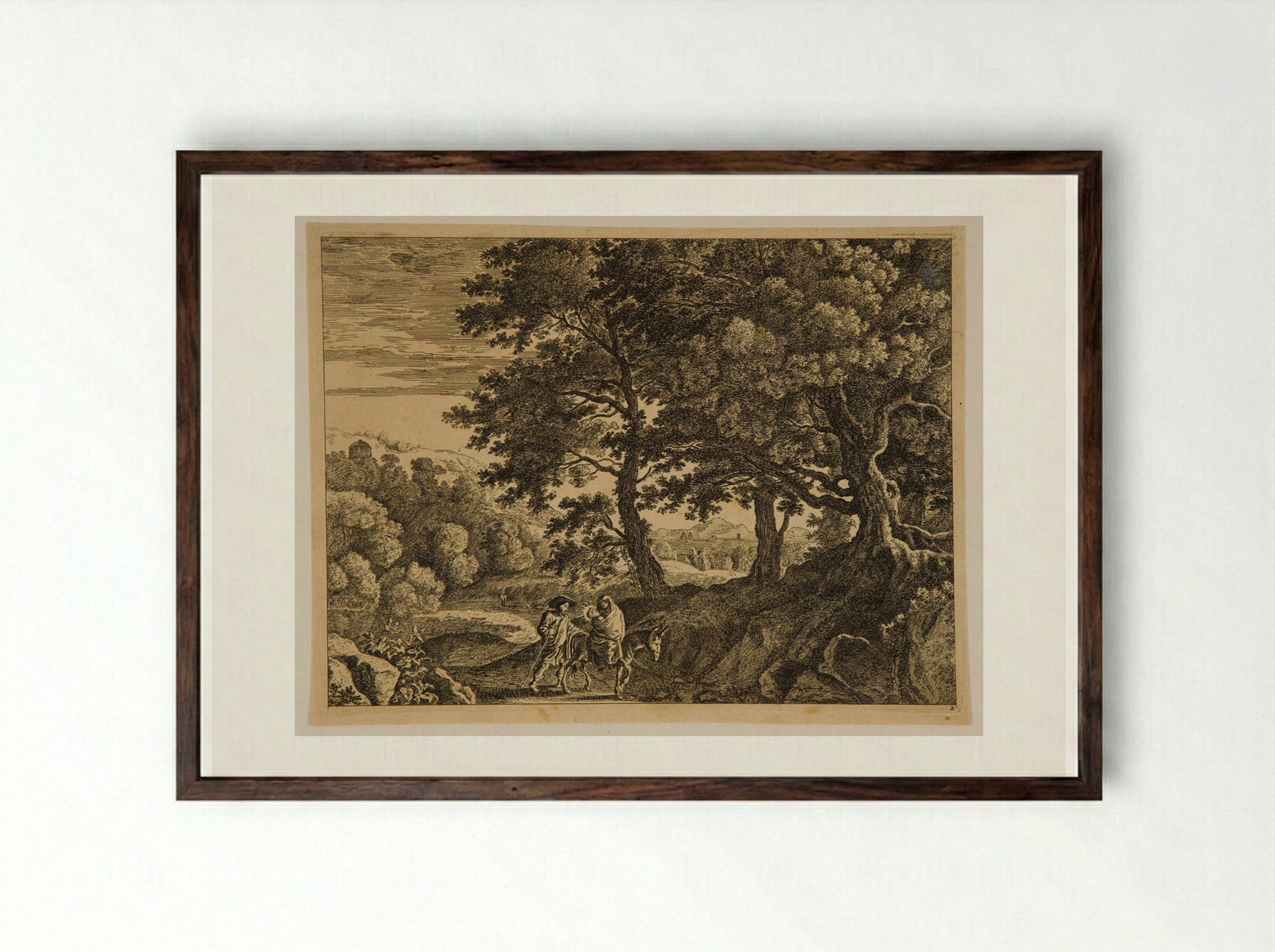 Flight into Egypt - Herman van Swanevelt - Framed Print Dark Wood