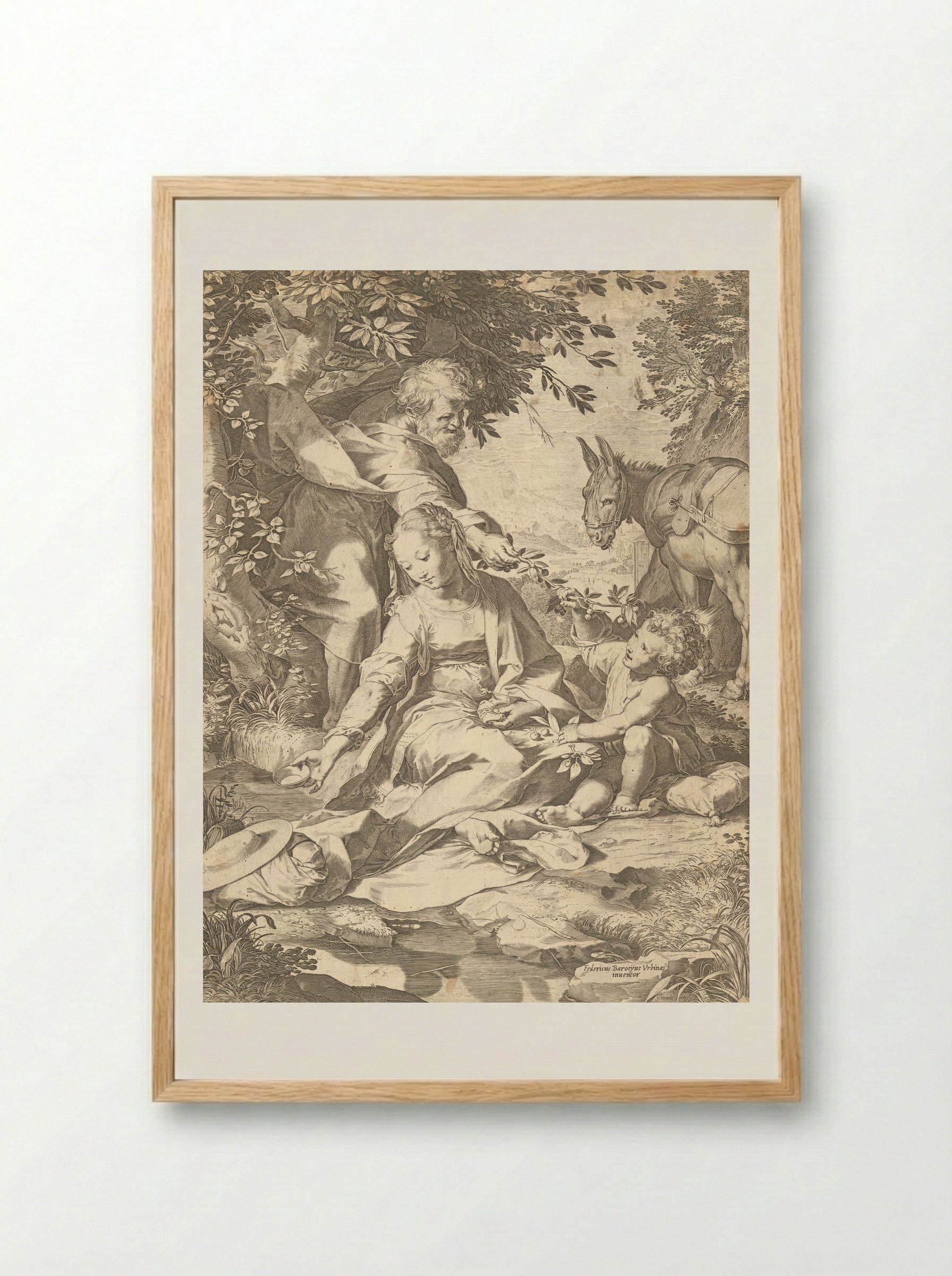 Flight into Egypt - Cornelis Cort - Framed Print Wood
