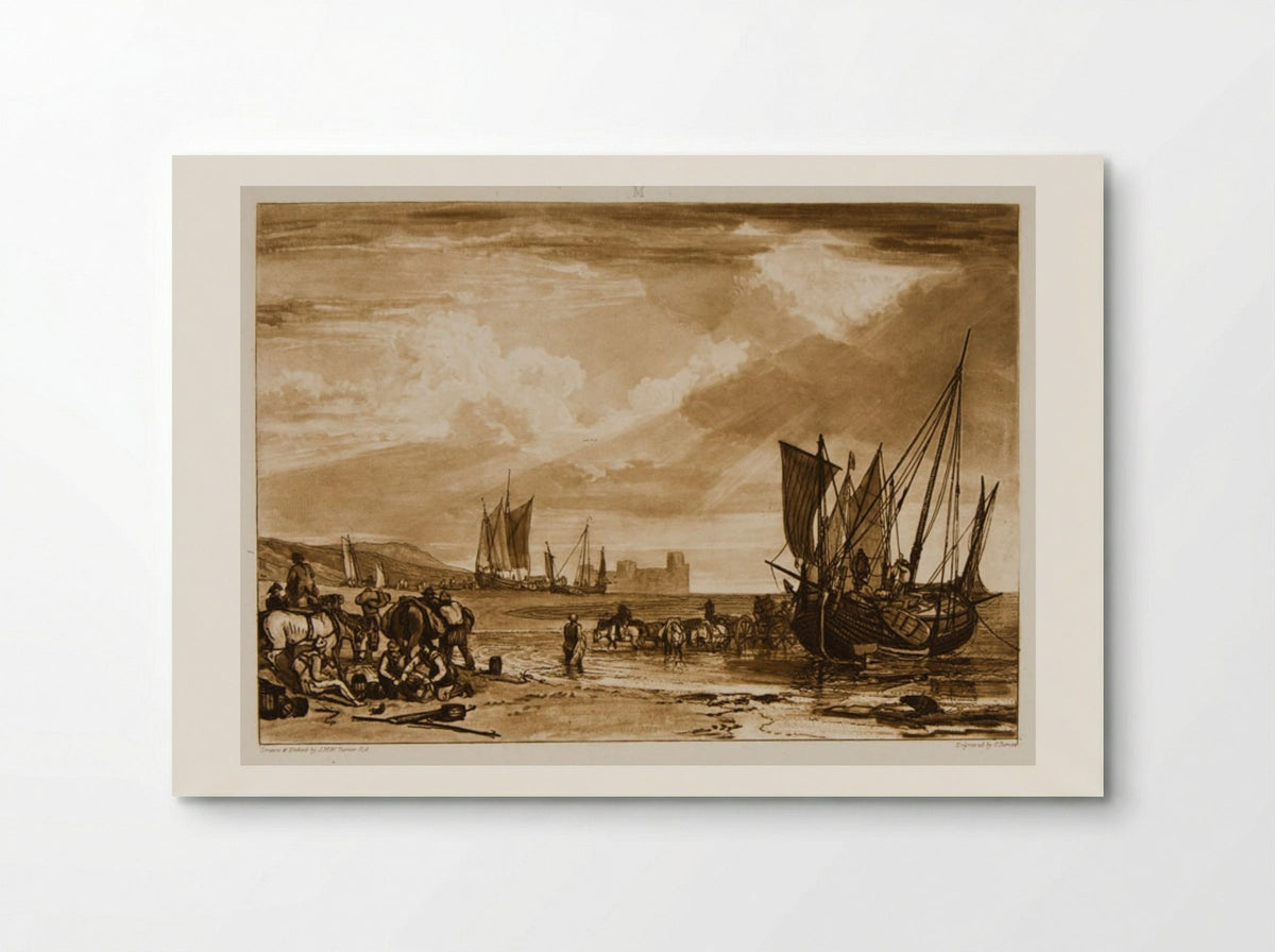 Flint Castle, Vessels Unloading - Charles Turner - Poster