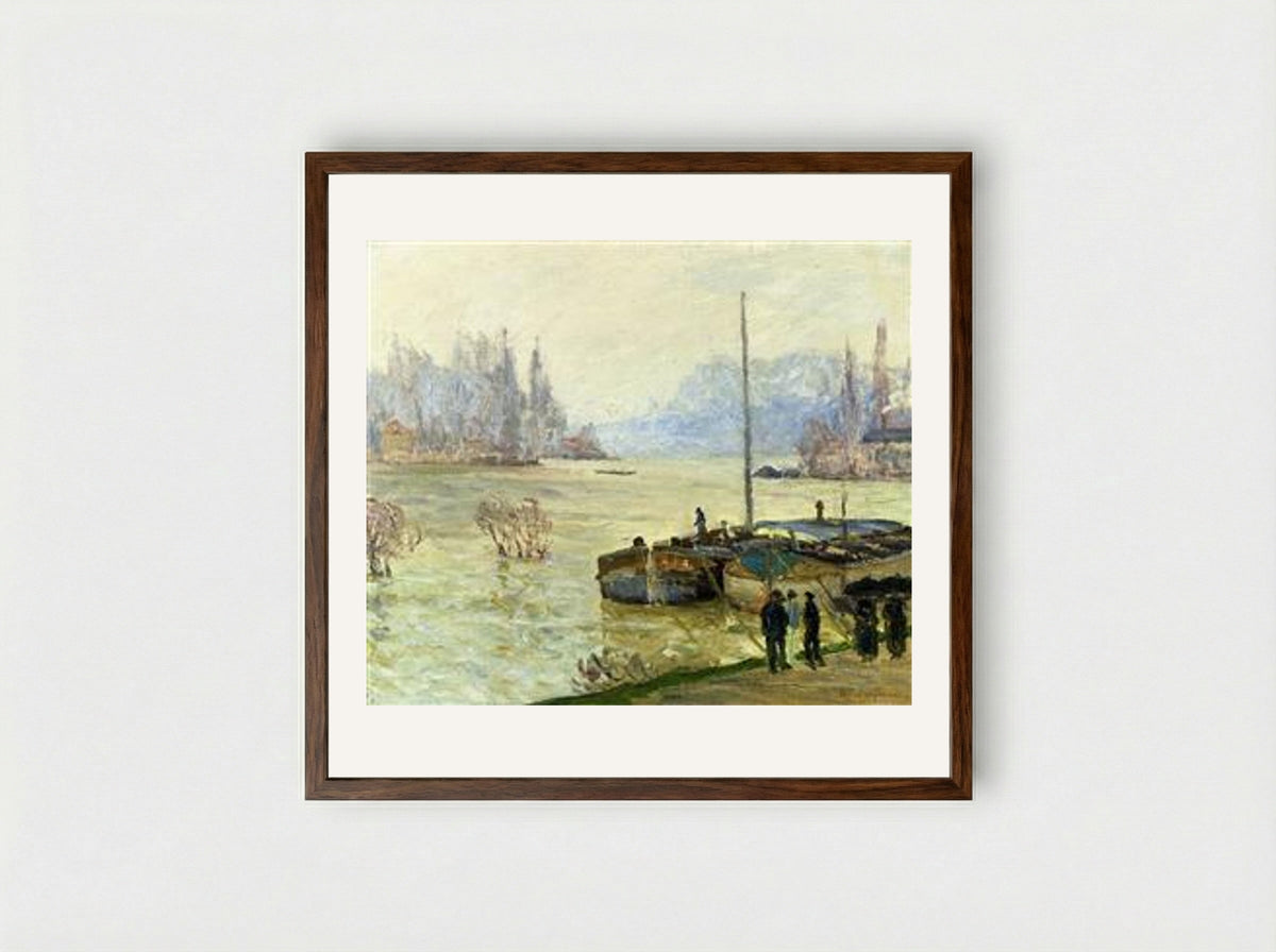 Flood (Joinville-le-Pont) - Maxime Maufra - Framed Print Dark Wood