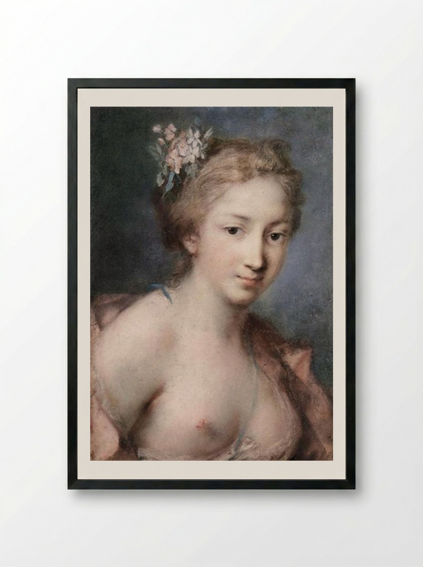 Flora - Rosalba Carriera - Framed Print Black
