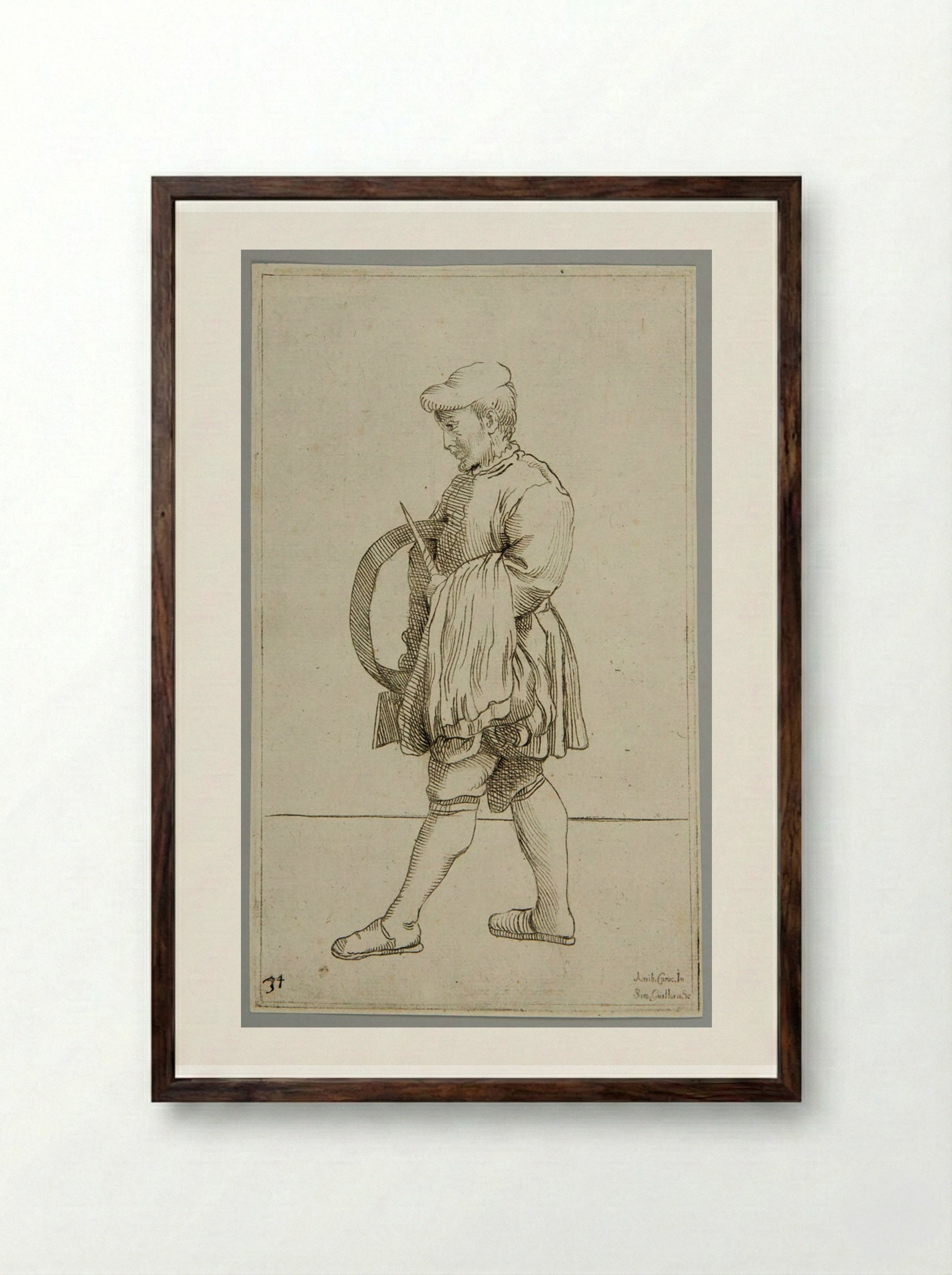 Flour Sifter!, plate 34 - Simon Guillain - Framed Print Dark Wood