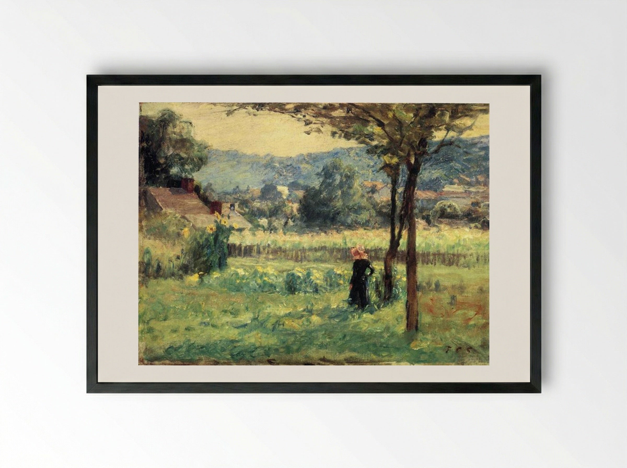 Flower Garden at Brookville - T. C. Steele - Framed Print Black