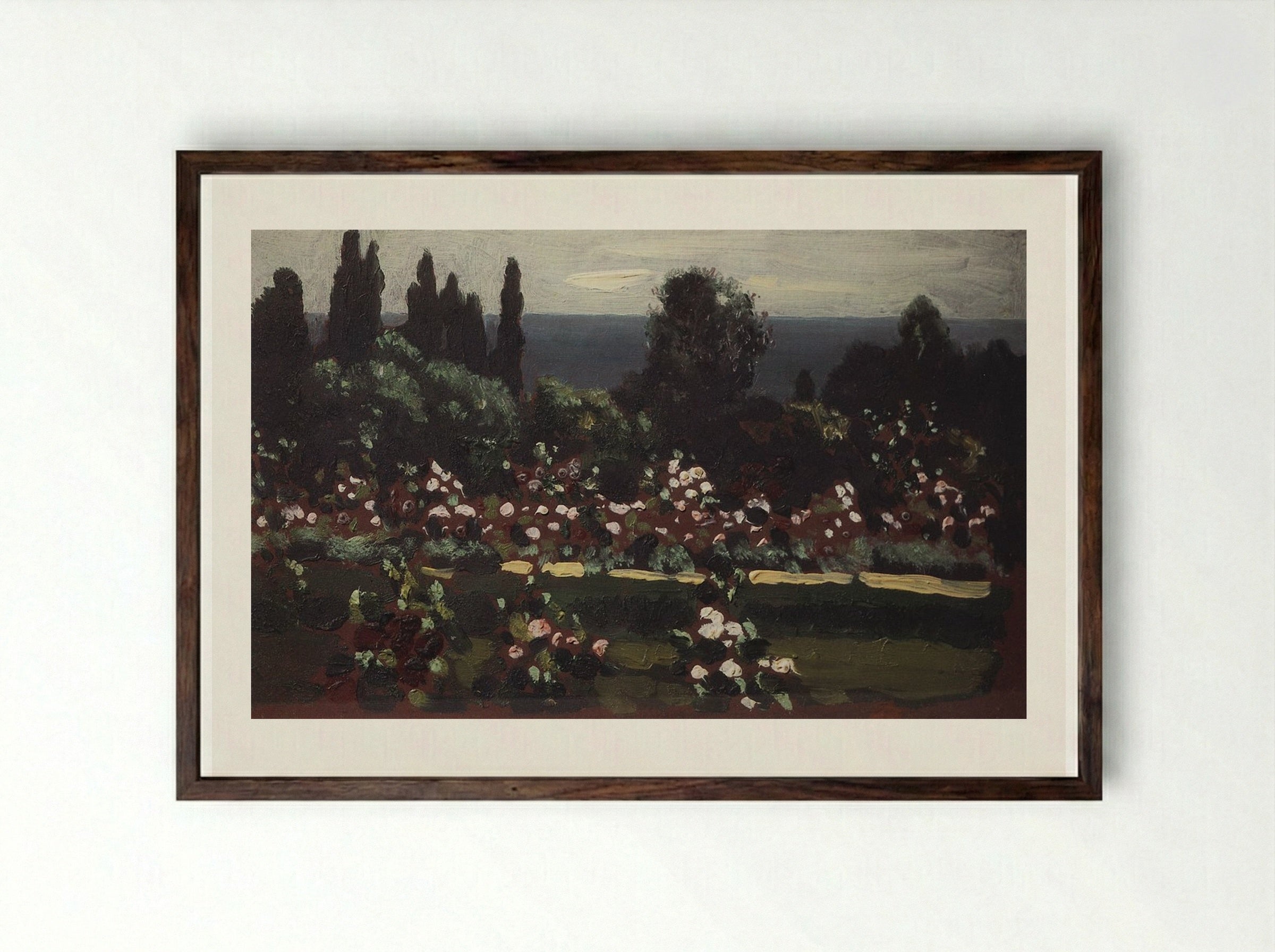 Flower Garden. Caucasus - Arkhip Kuindzhi - Framed Print Dark Wood
