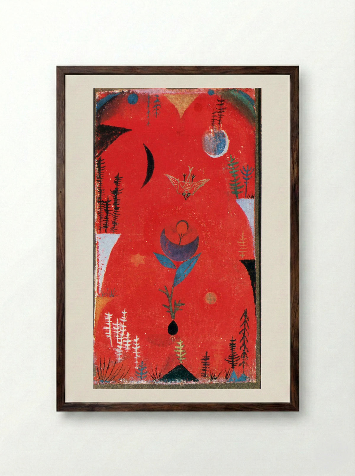 Flower Myth - Paul Klee - Framed Print Dark Wood