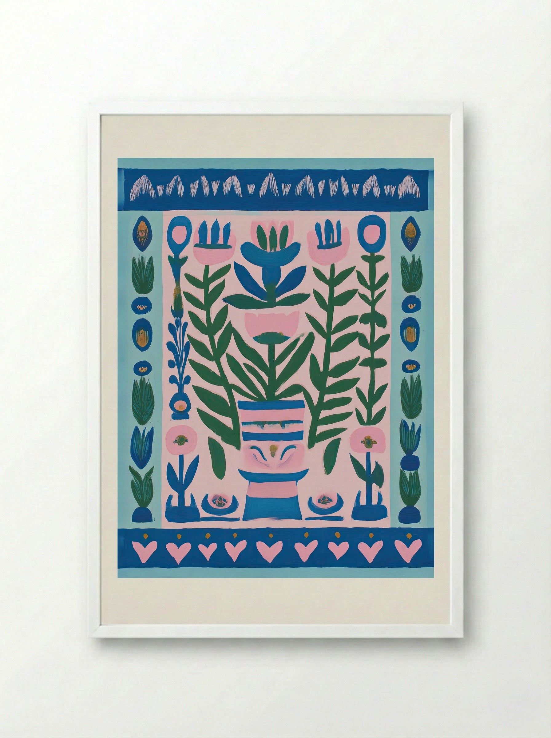 Flower Pot Harmony - Framed Print White