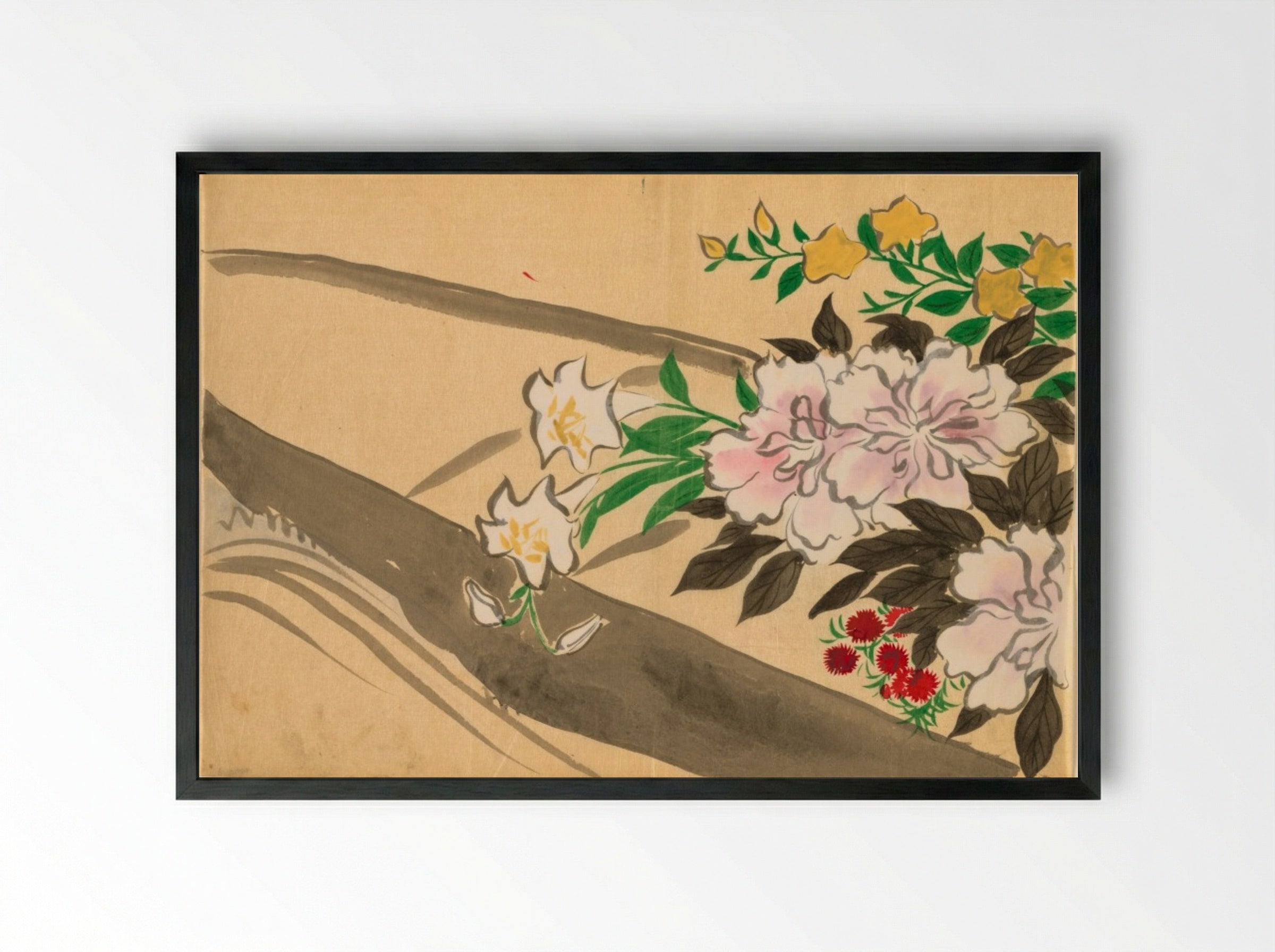 Flower boat (Hanabune) - Kamisaka Sekka - Framed Print Black