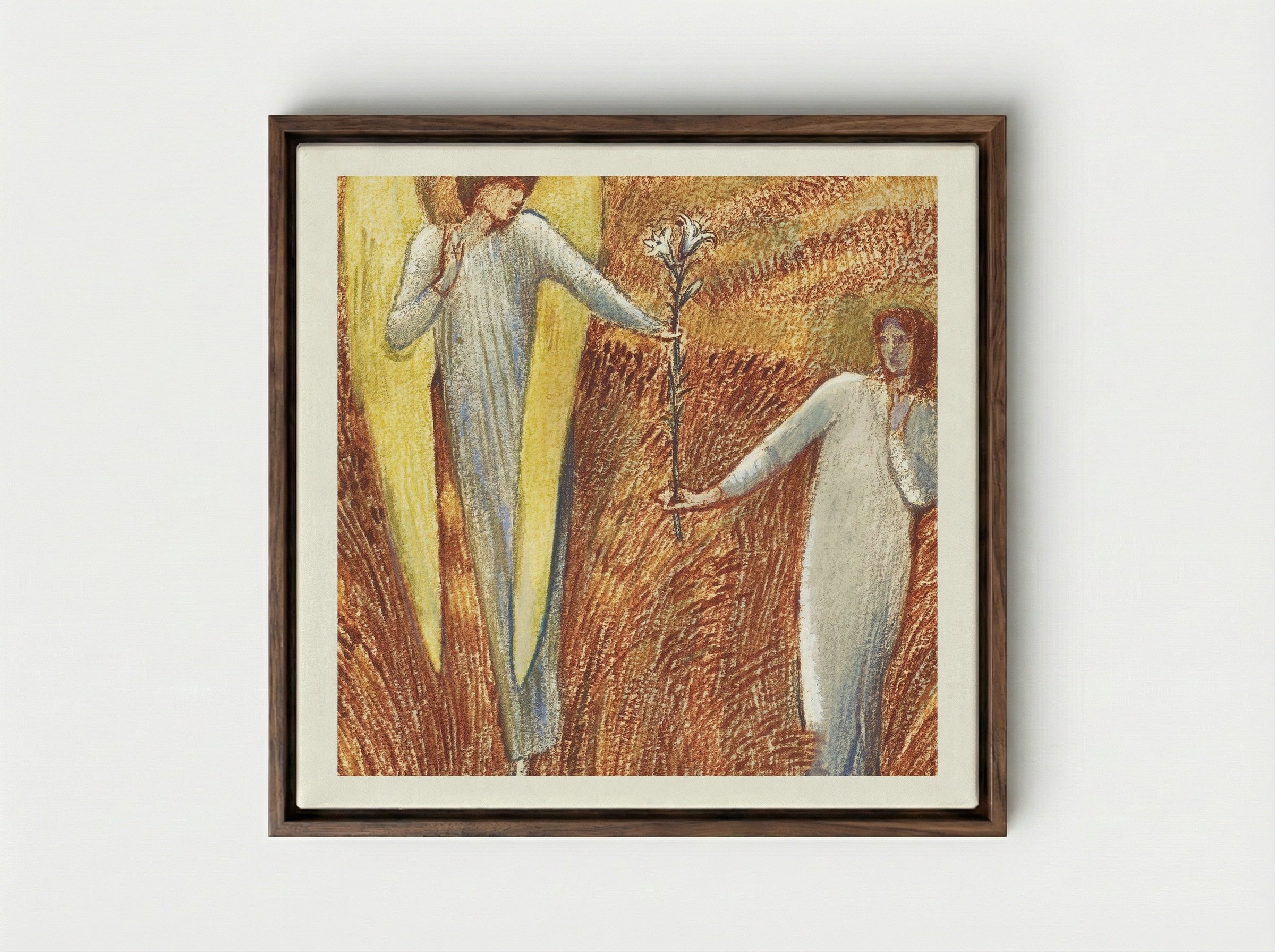 Flower of God - Edward Burne-Jones - Framed Canvas Dark Wood