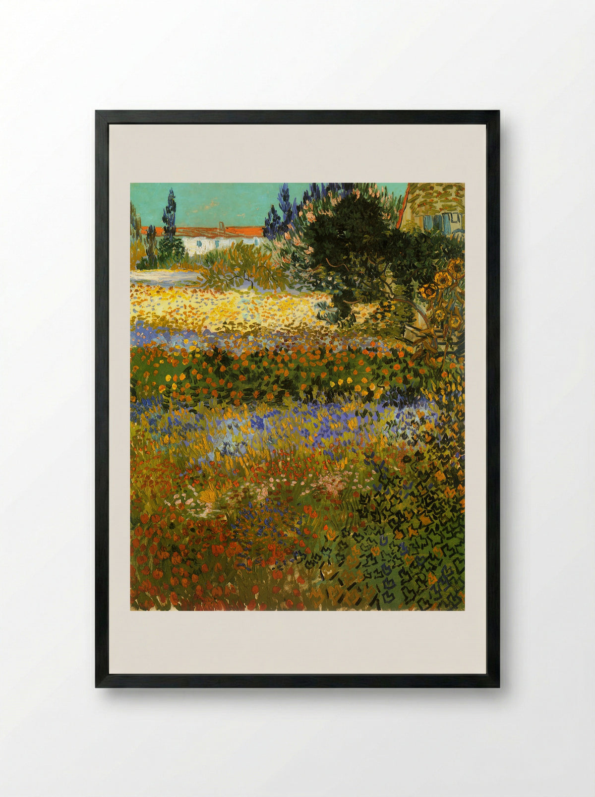 Flowering Garden - Vincent van Gogh - Framed Print Black