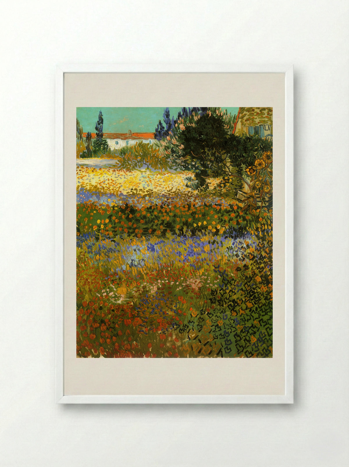Flowering Garden - Vincent van Gogh - Framed Print White