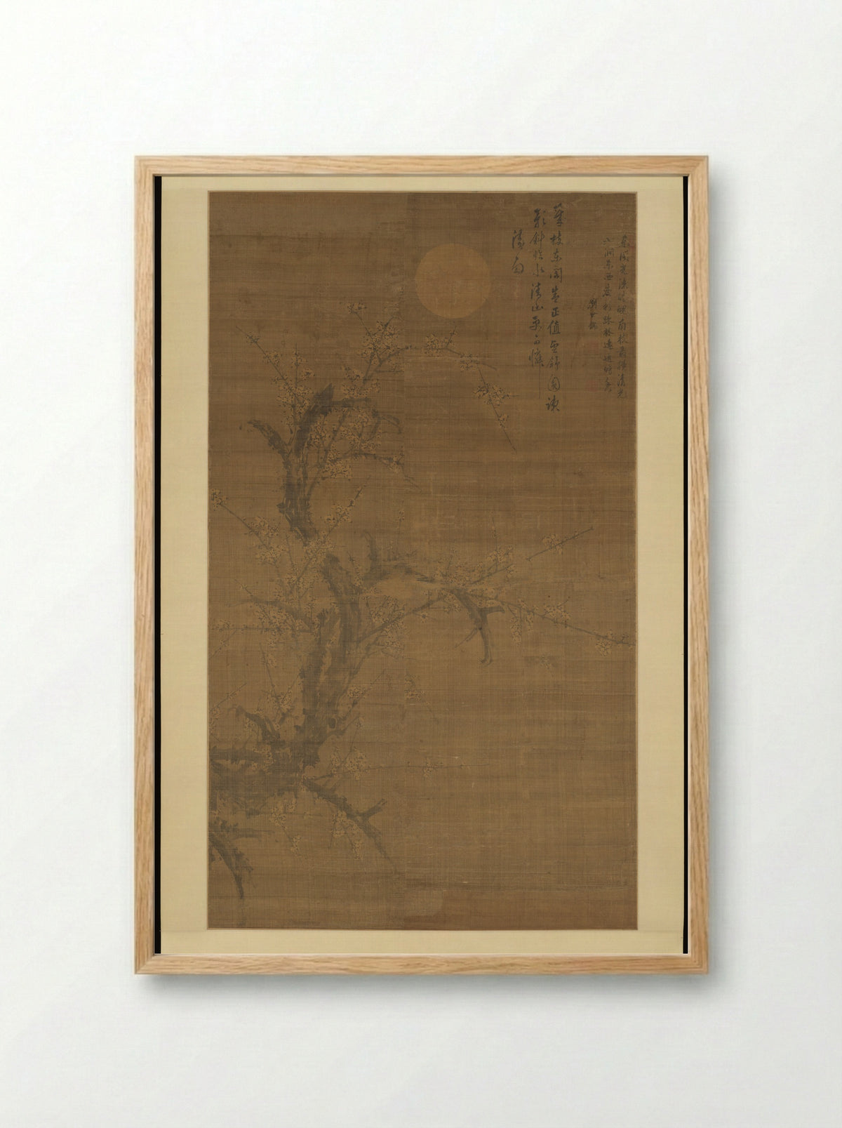 Flowering Plum in Moonlight and Snow - Liu Shiru - Framed Print Wood