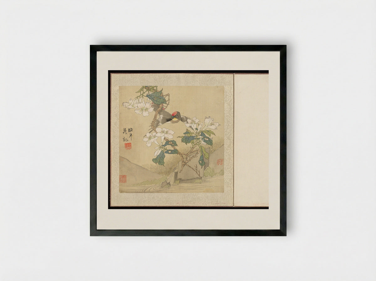 Flowers and Birds - Ren Yi - Framed Print Black
