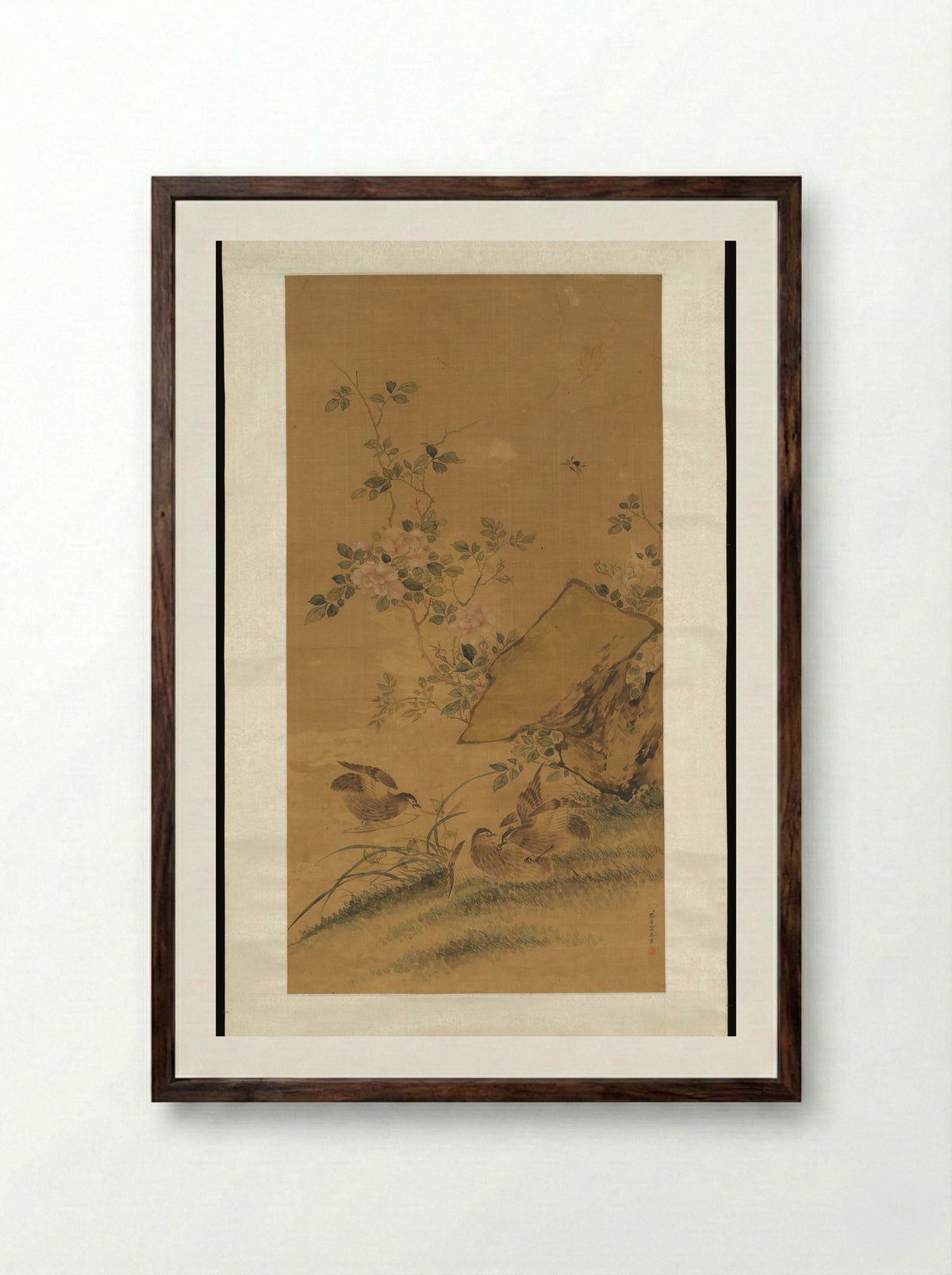 Flowers and Birds - Zhang Ruoai - Framed Print Dark Wood