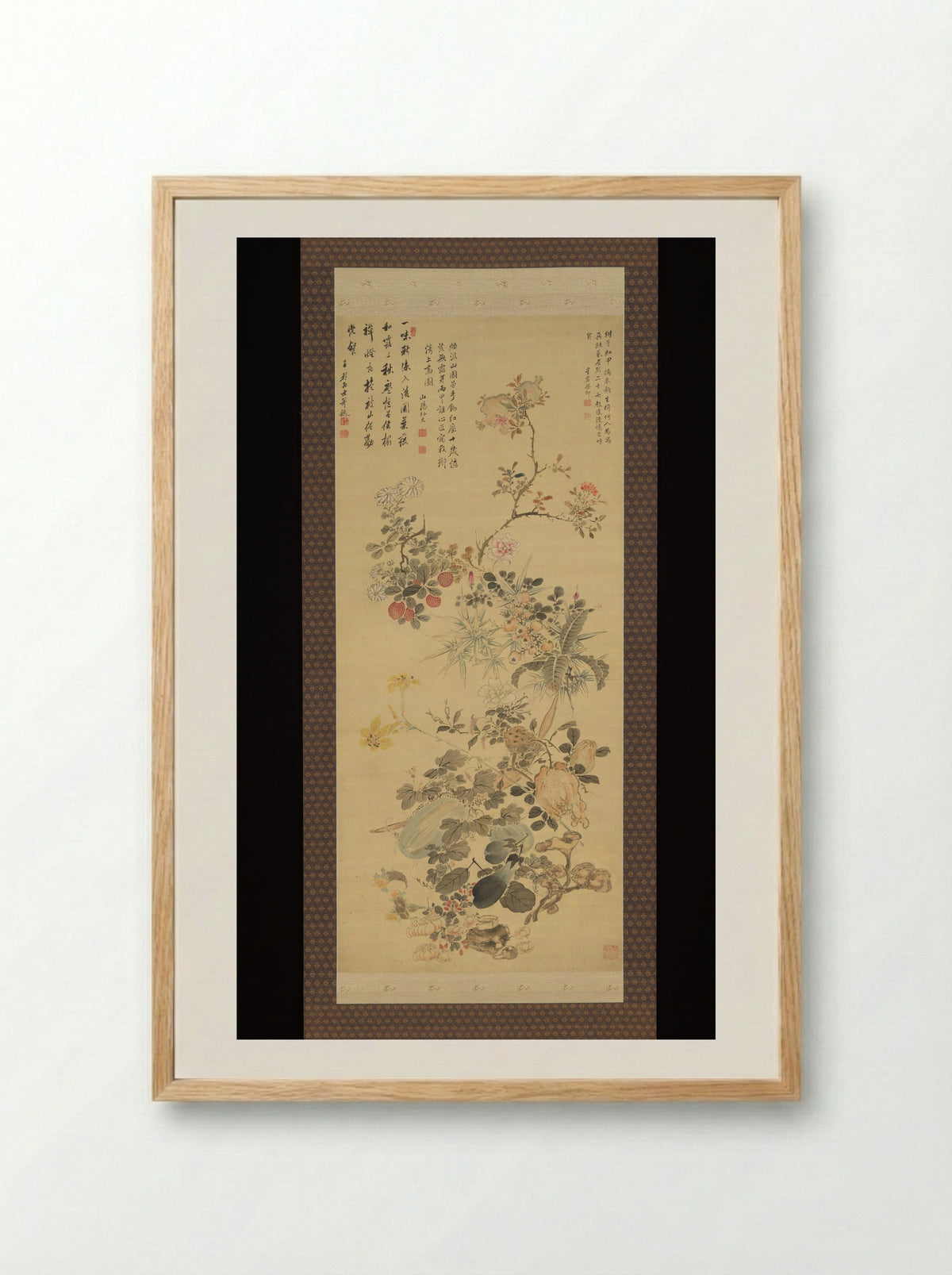 Flowers and Fruits - Uragami Shunkin - Framed Print Wood