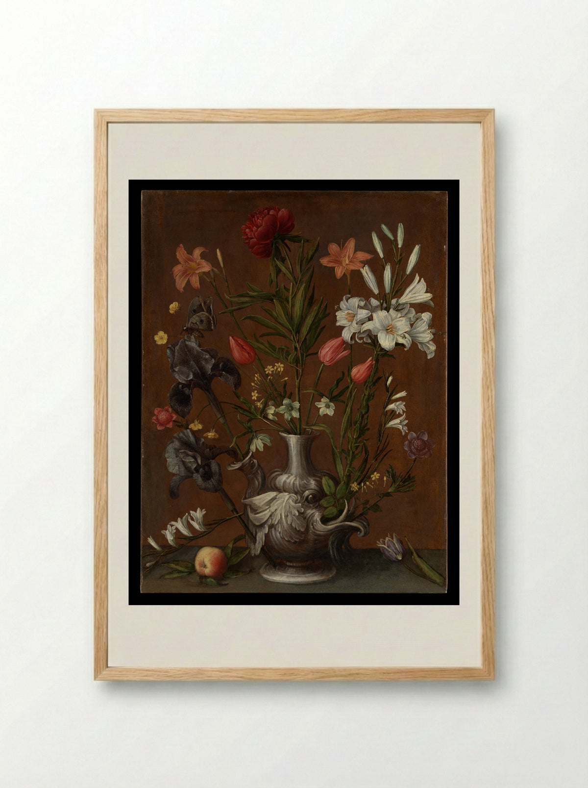 Flowers in a Grotesque Vase - Orsola Maddalena Caccia - Framed Print Wood