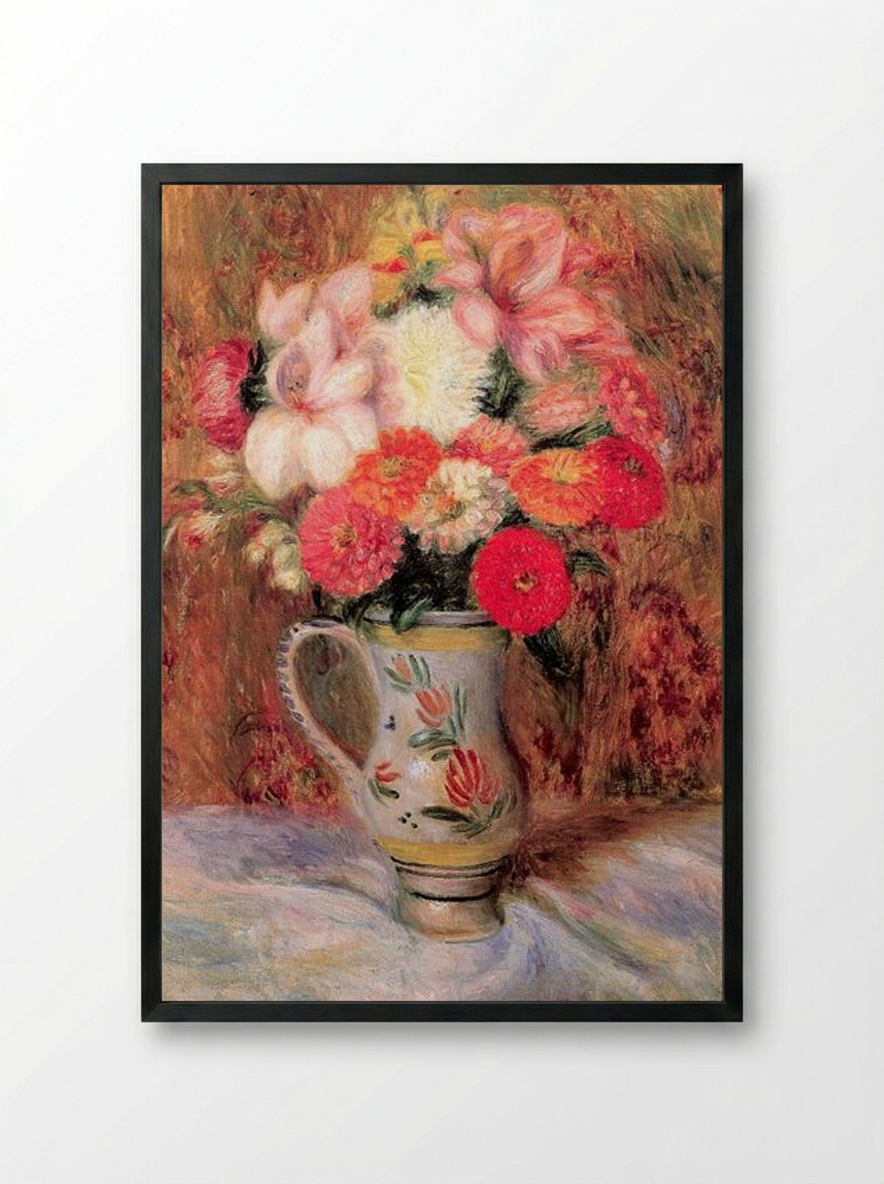 Flowers in a Quimper Pitcher - William James Glackens - Framed Print Black