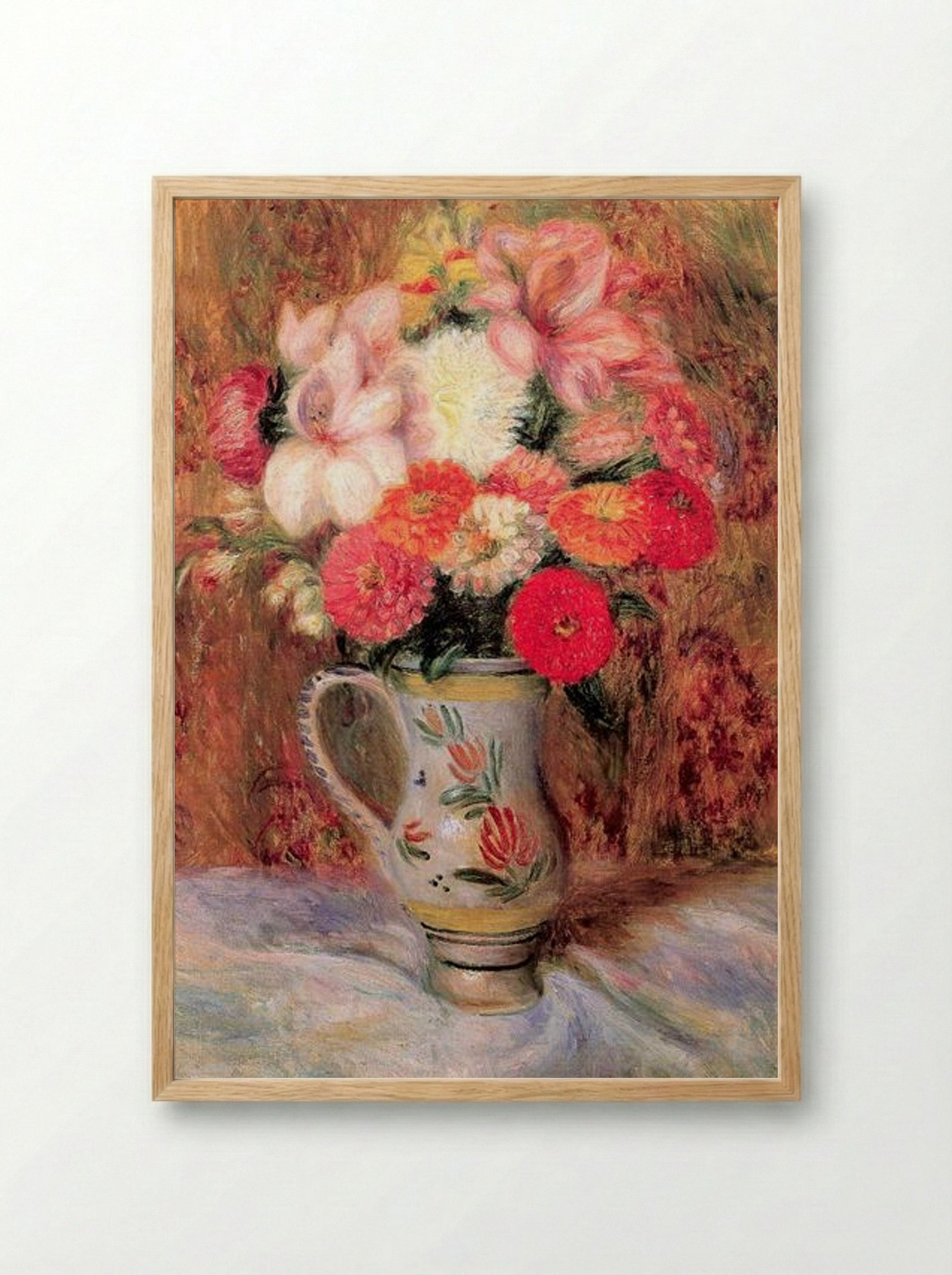 Flowers in a Quimper Pitcher - William James Glackens - Framed Print Wood