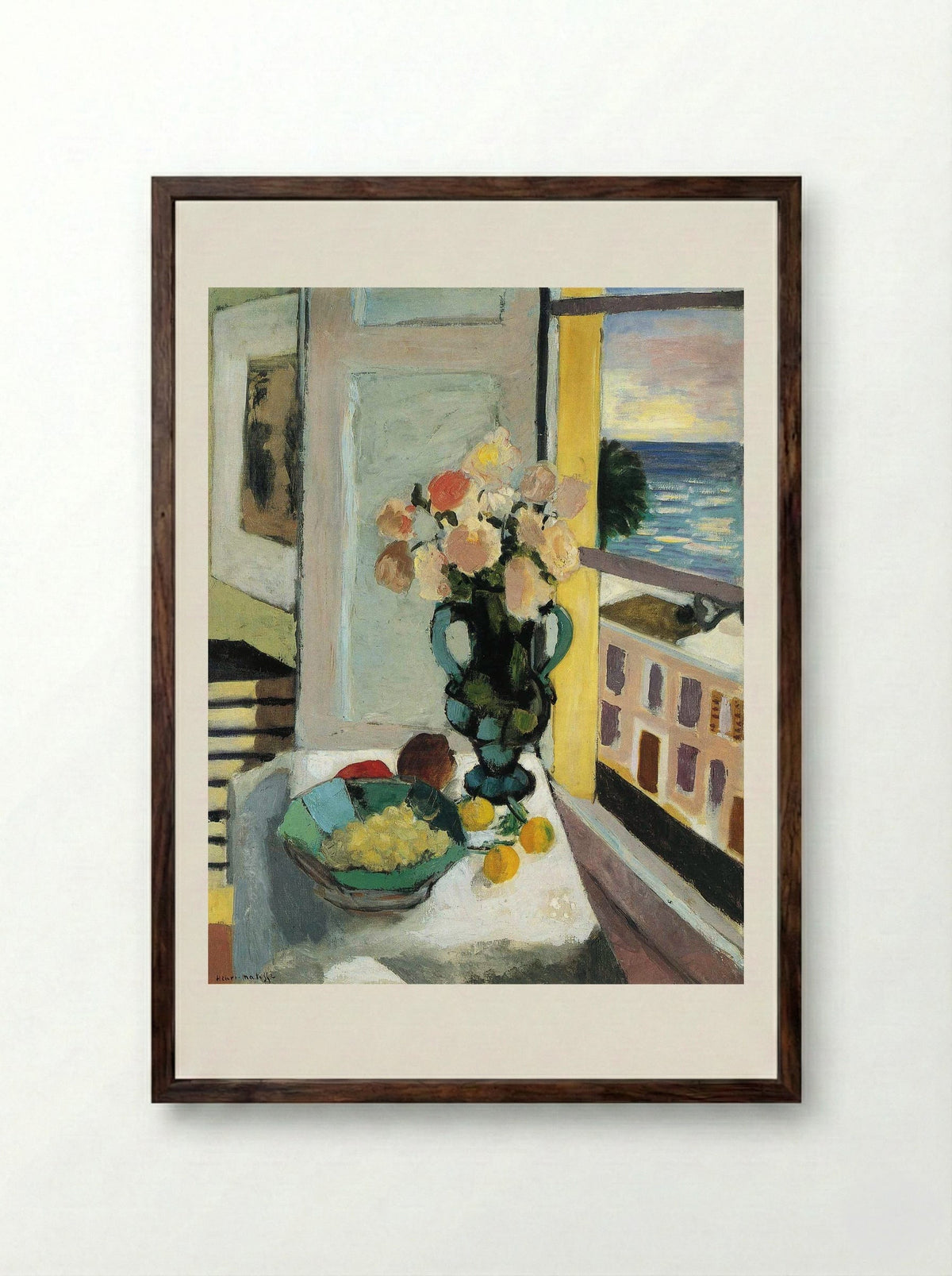 Flowers in front of a Window - Henri Matisse - Framed Print Dark Wood