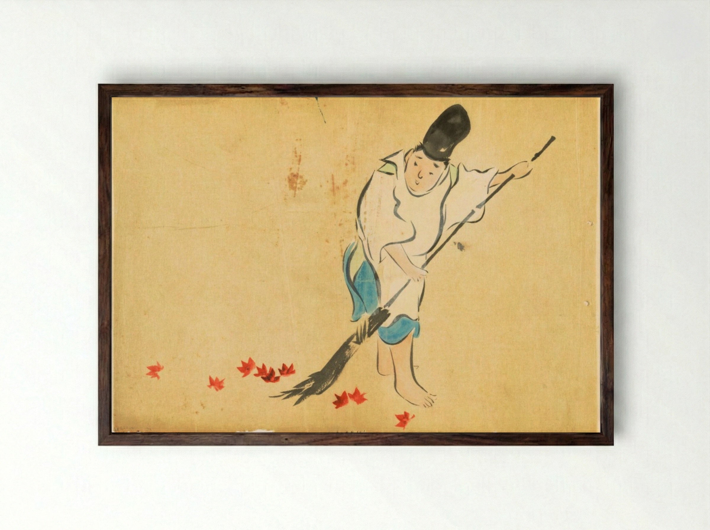 Flowers of a Hundred Worlds (Momoyogusa): Court Guard (Eishi) - Kamisaka Sekka - Framed Print Dark Wood