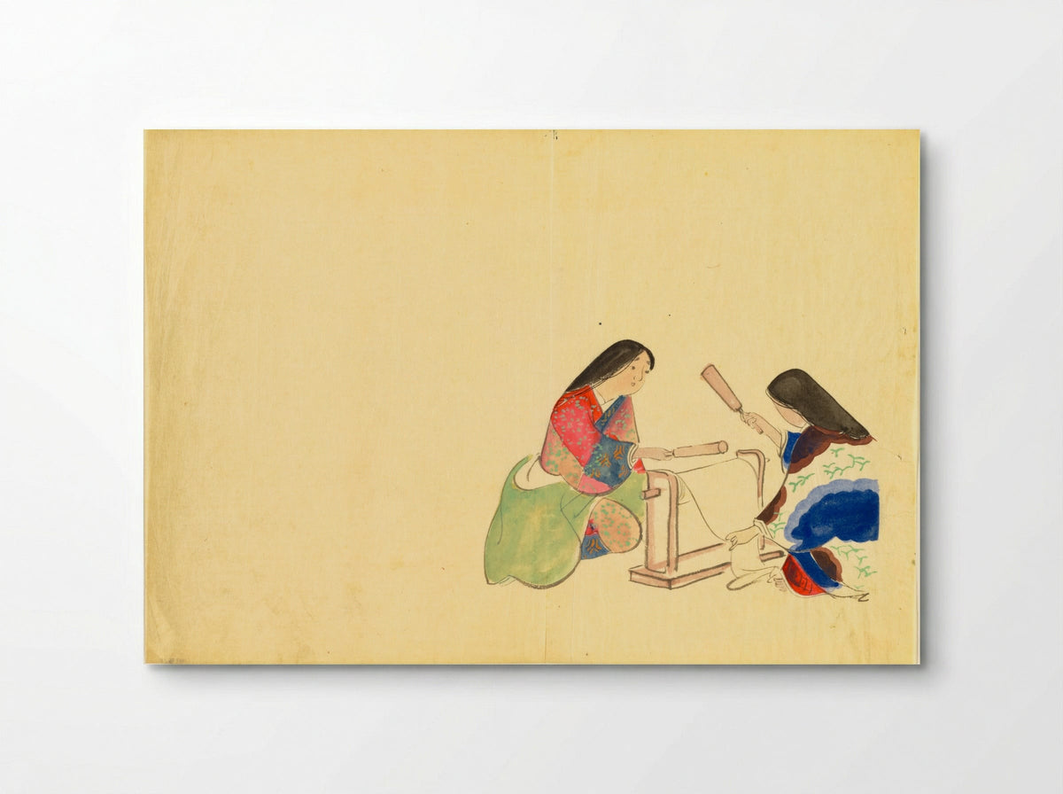 Flowers of a Hundred Worlds (Momoyogusa): Fulling Silk (Uchiginu) - Kamisaka Sekka - Poster