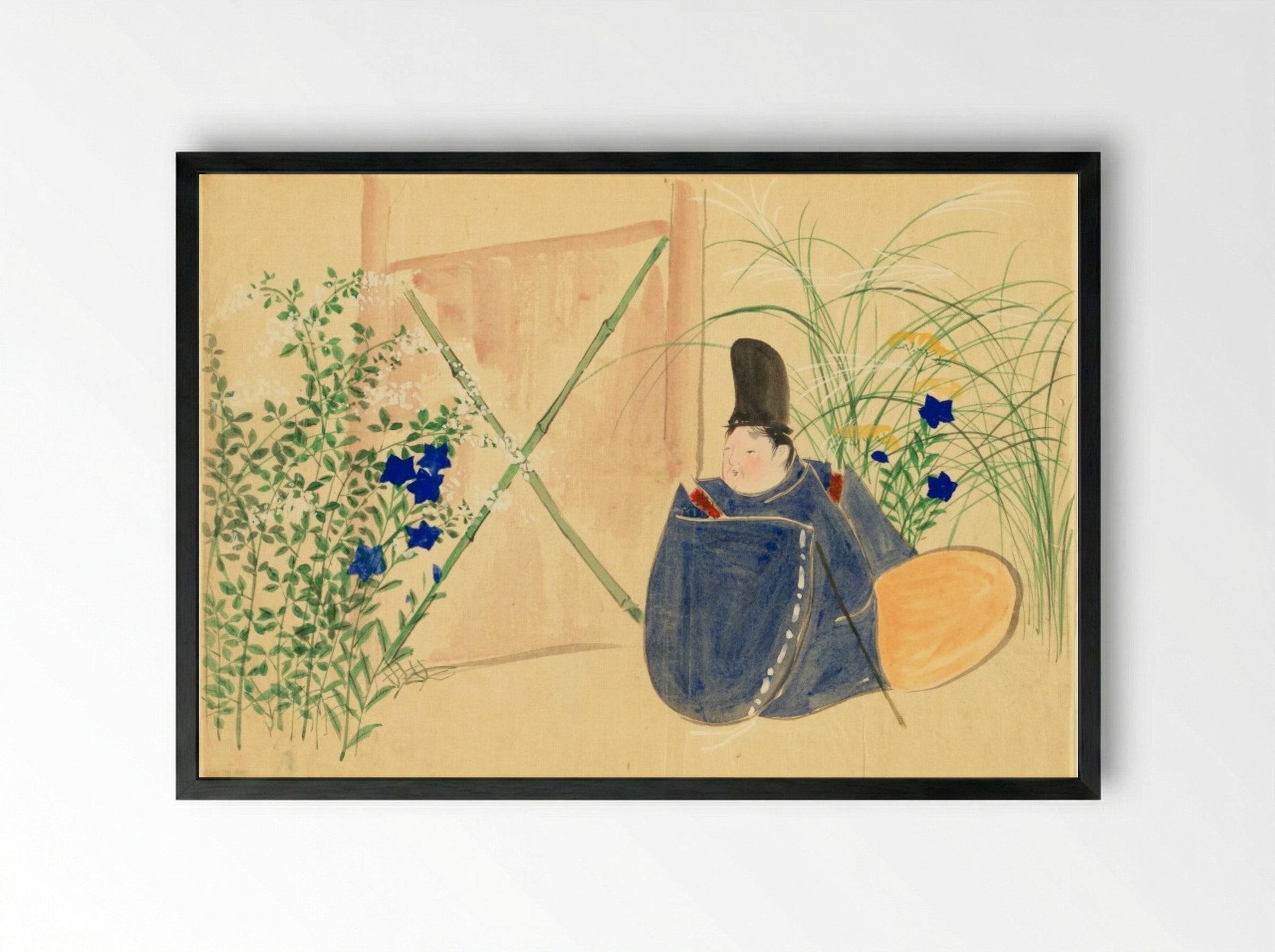 Flowers of a Hundred Worlds (Momoyogusa): Nakaguni - Kamisaka Sekka - Framed Print Black