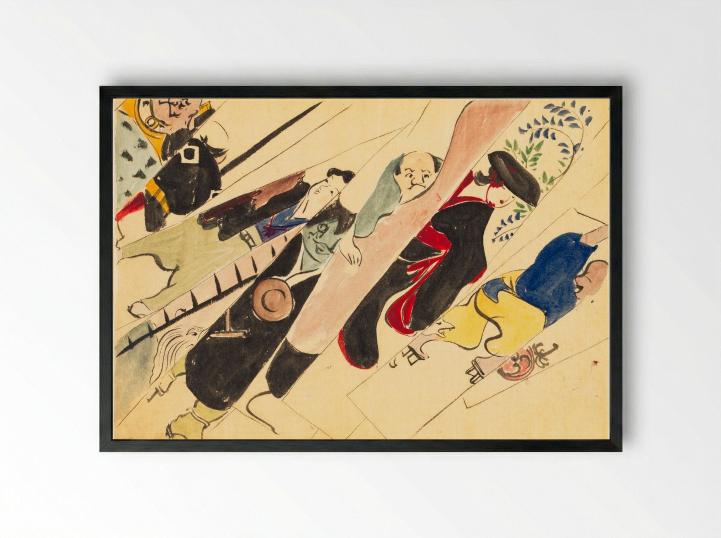 Flowers of a Hundred Worlds (Momoyogusa): Otsu-e - Kamisaka Sekka - Framed Print Black