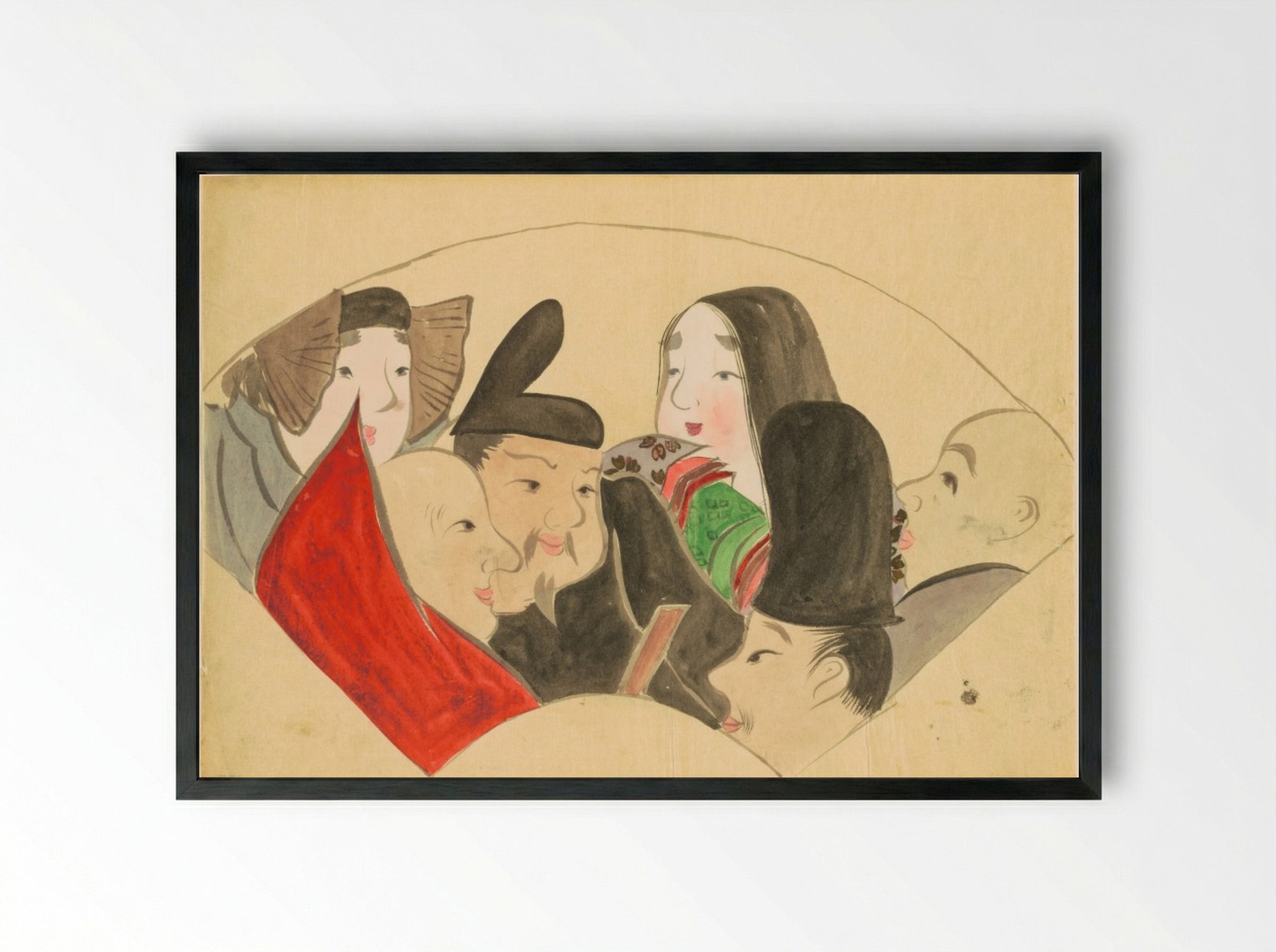 Flowers of a Hundred Worlds (Momoyogusa): Six Poetic Immortals (Rokkasen) - Kamisaka Sekka - Framed Print Black