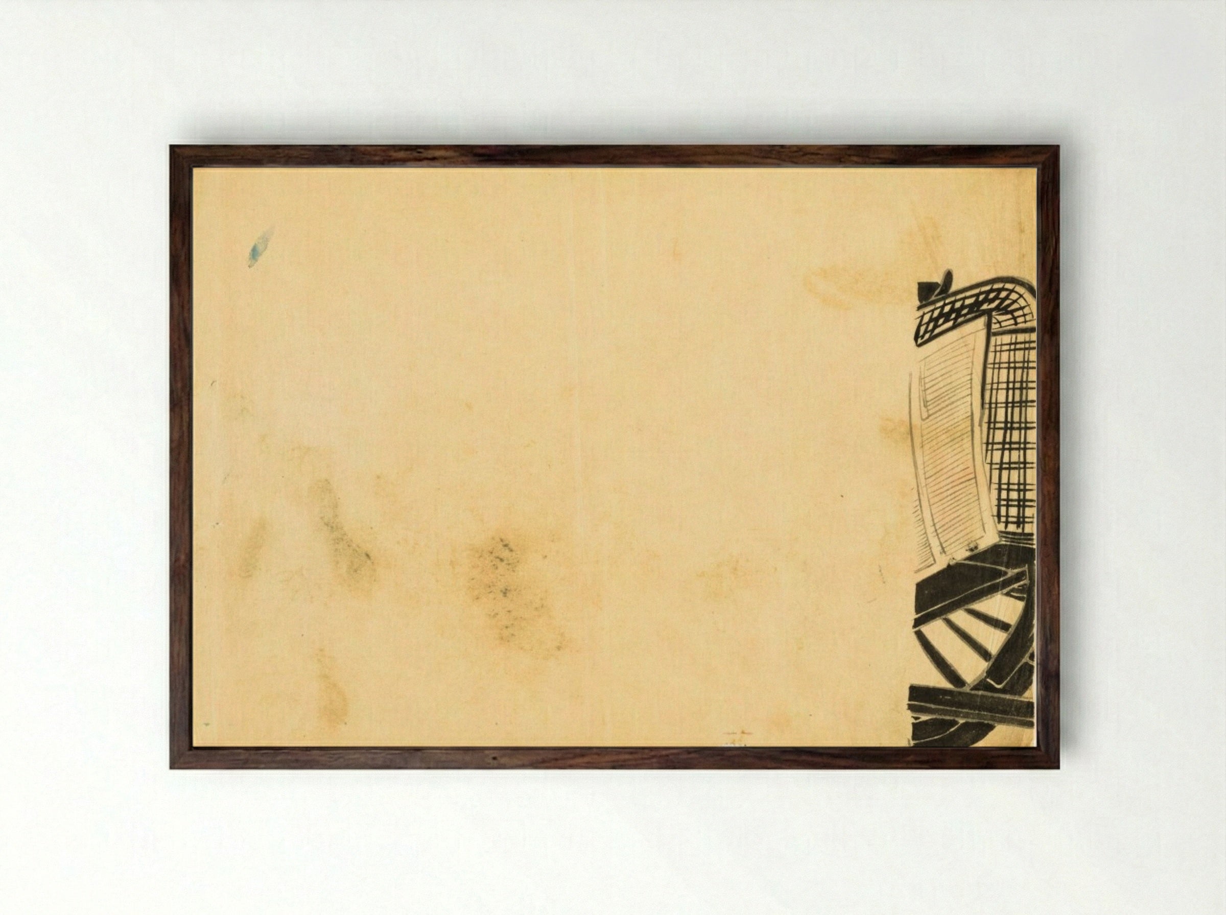 Flowers of a Hundred Worlds: Flower-draped Carts - Kamisaka Sekka - Framed Print Dark Wood