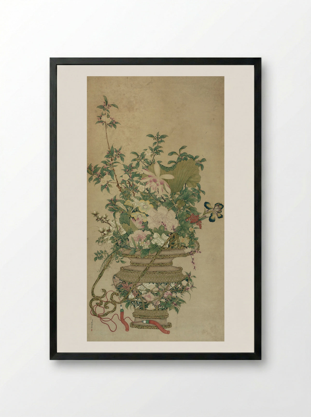 Flowers of the Four Seasons - Fine Art Print - Framed Print Black