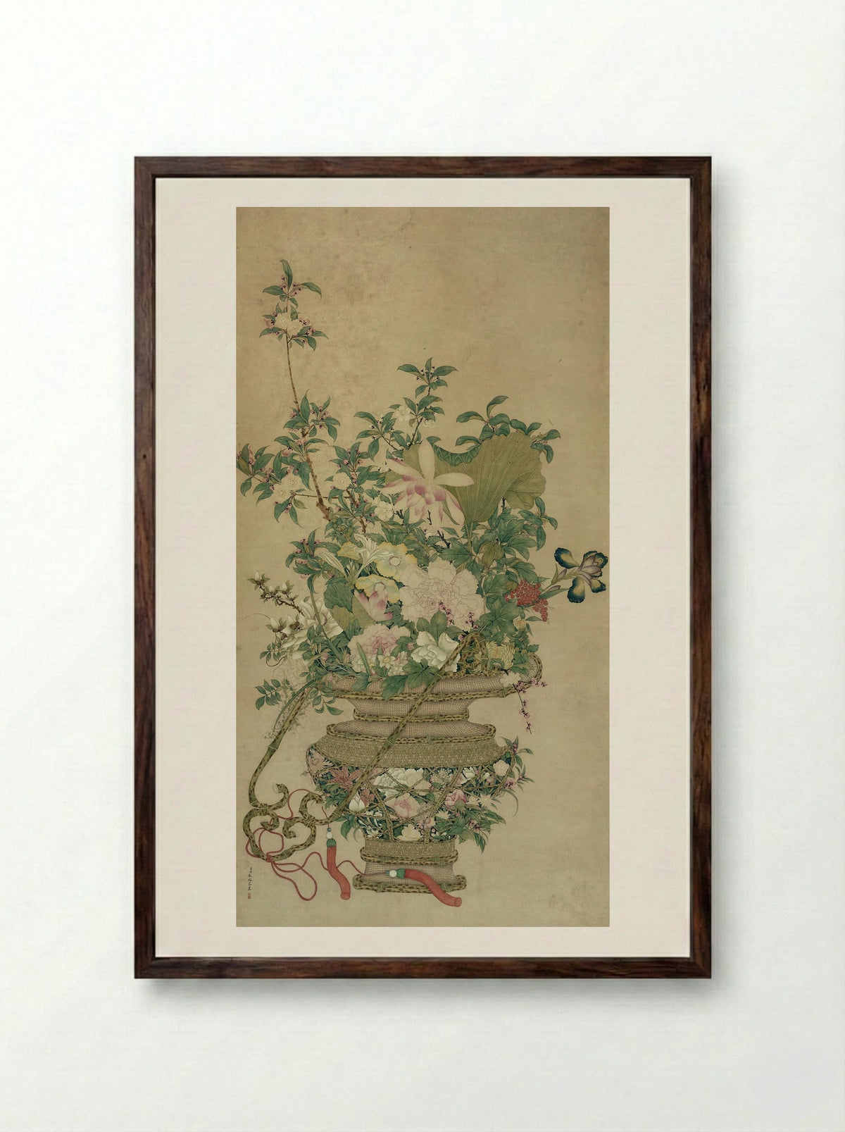 Flowers of the Four Seasons - Fine Art Print - Framed Print Dark Wood